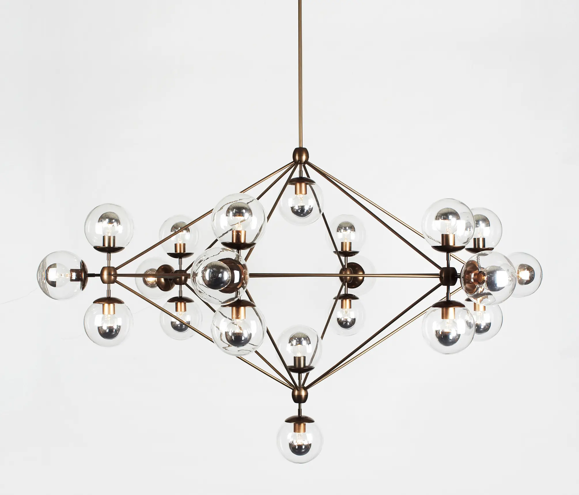 Roll & Hill - Modo Chandelier - 6 Sided, 21 Globes (Bronze/Clear)