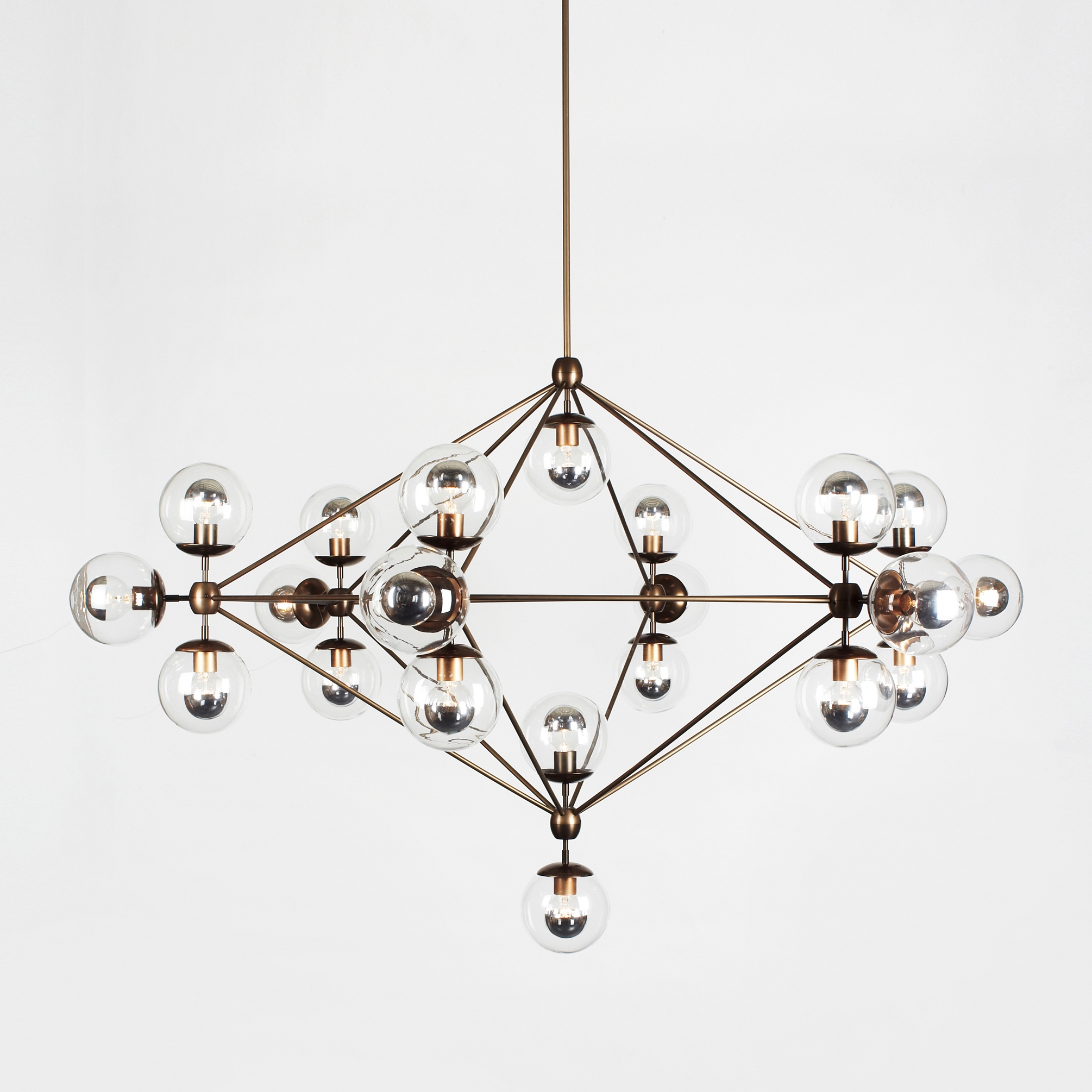 Display product Modo Chandelier - 6 Sided, 21 Globes (Bronze/Clear) from manufacturer Roll & Hill
