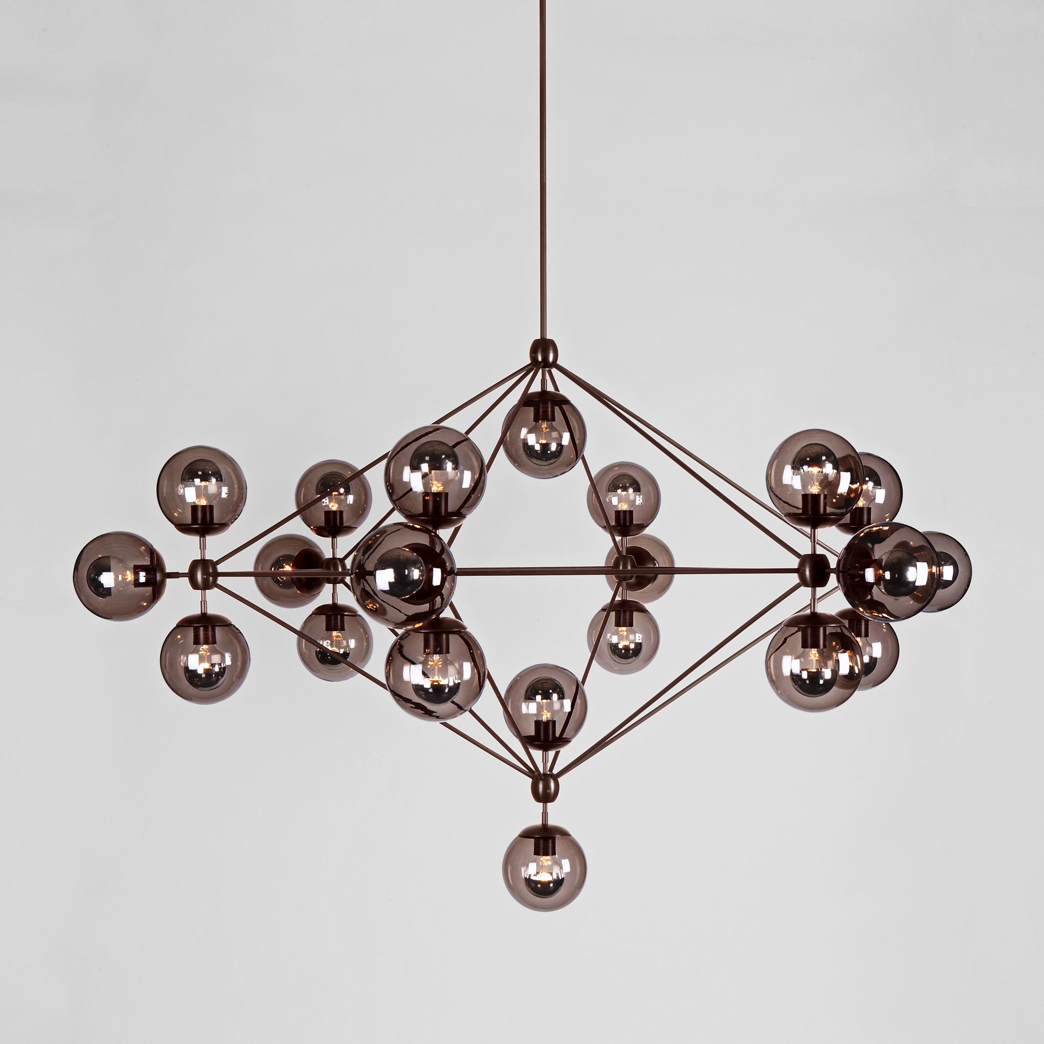 Modo Chandelier - 6 Sided, 21 Globes (Bronze/Smoke)