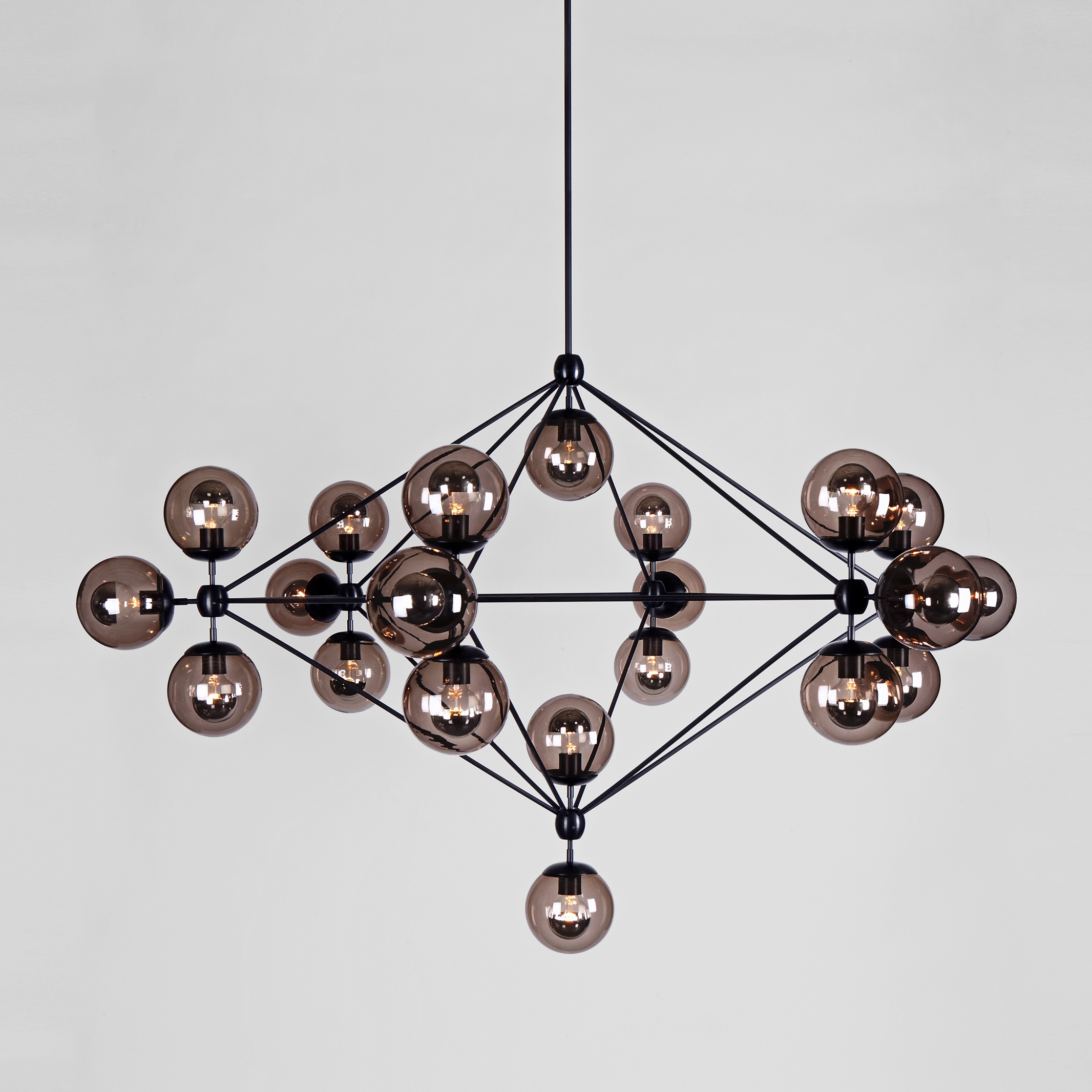 Modo Chandelier - 6 Sided, 21 Globes (Black/Smoke)