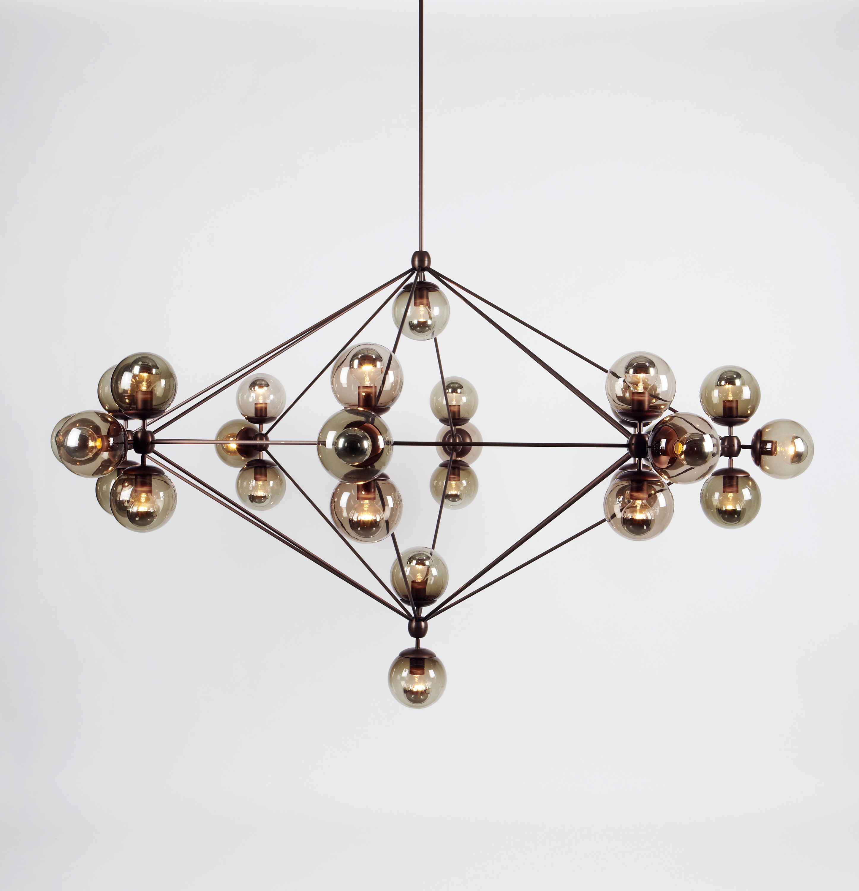 Display product Modo Chandelier - 8 Sided, 27 Globes (Bronze/Smoke) from manufacturer Roll & Hill