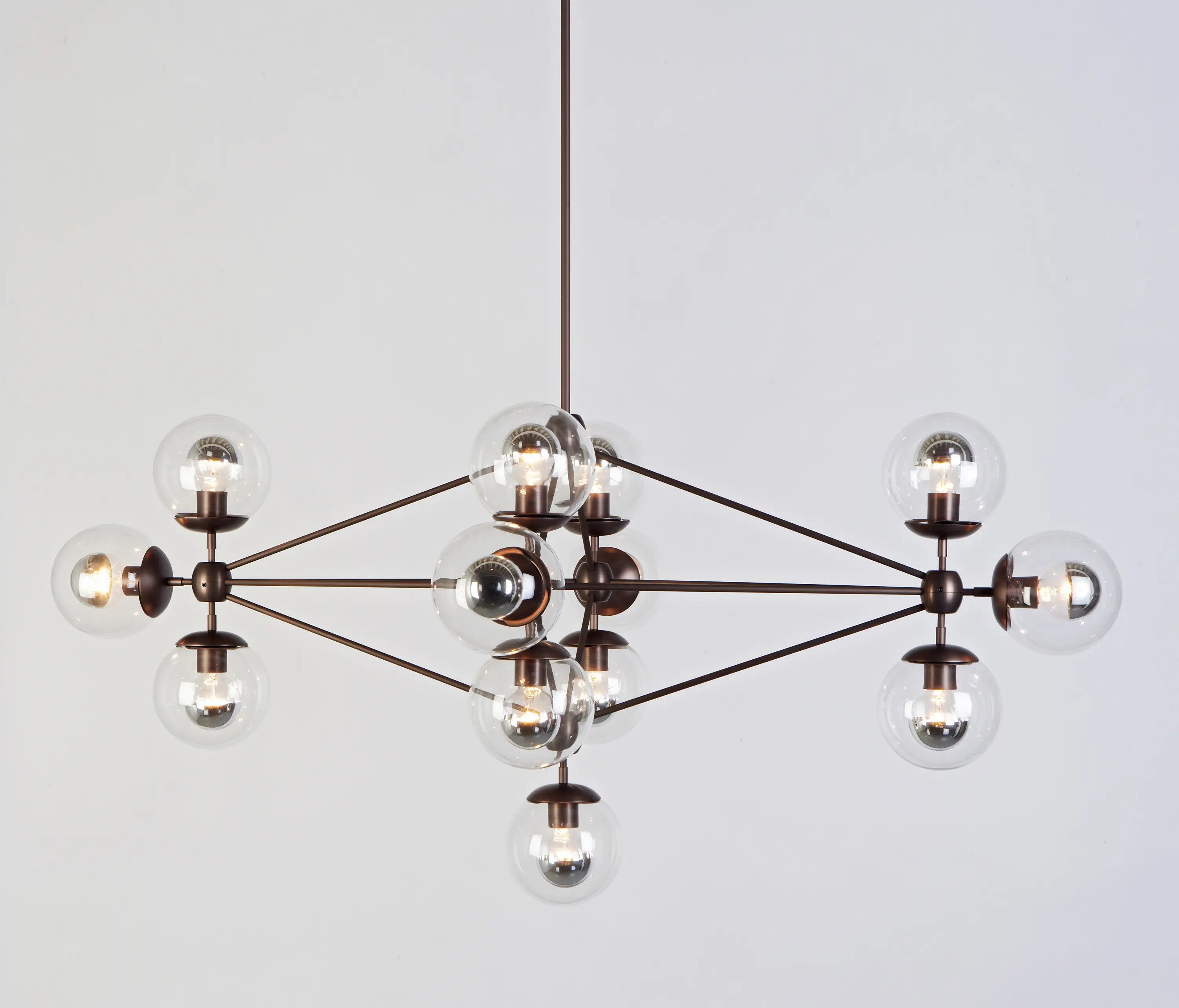 Roll & Hill - Modo Chandelier - Diamond, 13 Globes (Bronze/Clear)