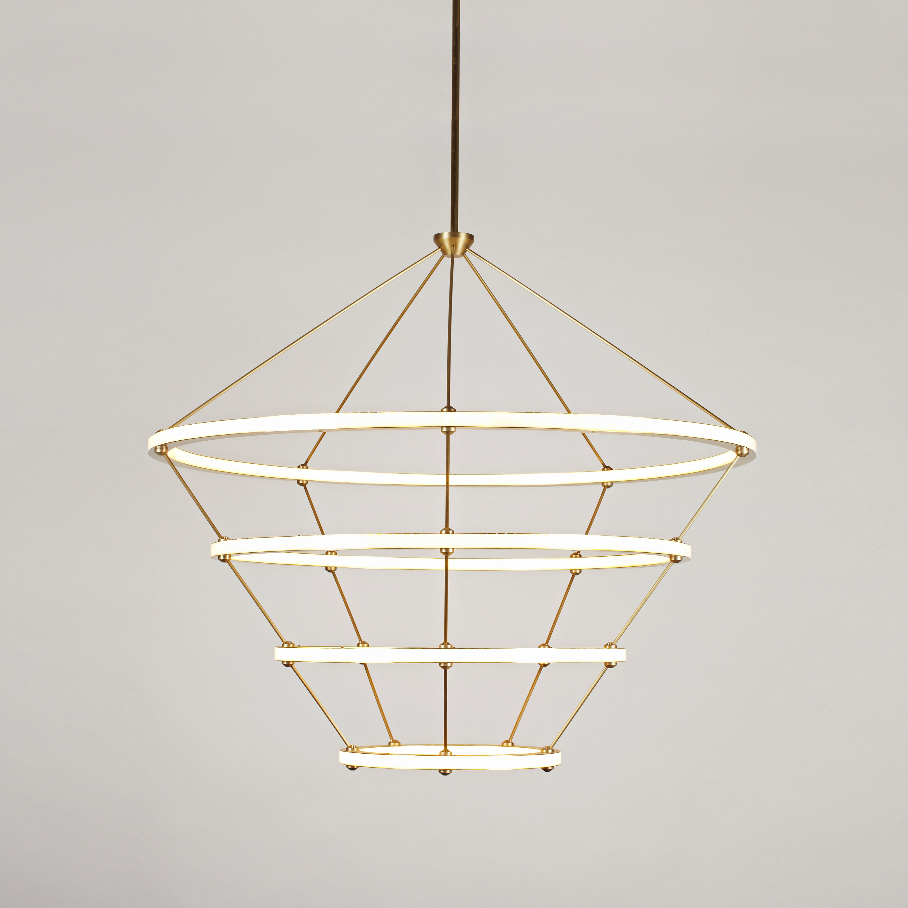 Display product Halo Chandelier - 4 Rings (Brushed brass) from manufacturer Roll & Hill