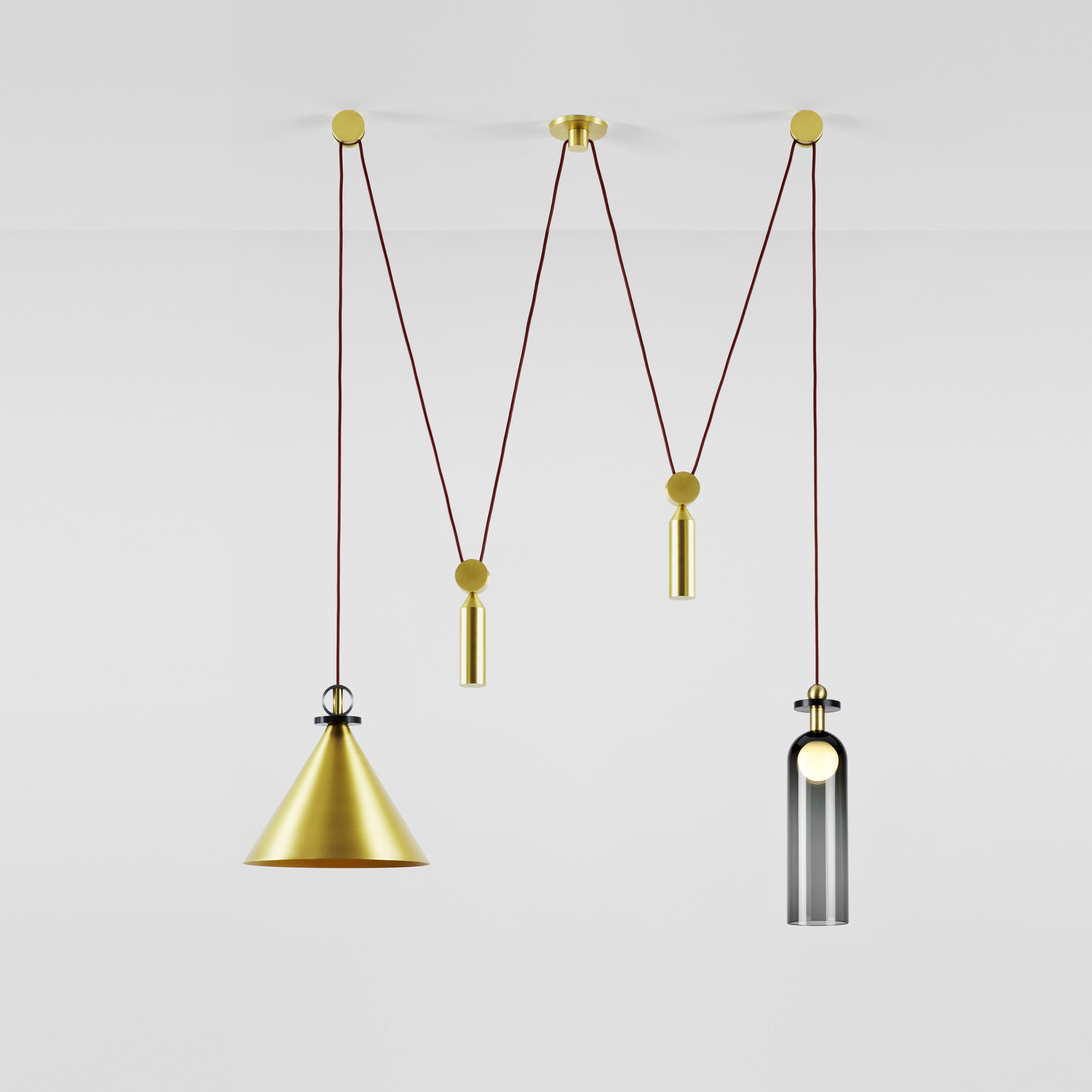 Afficher le produit Shape Up Double Pendant (Brushed brass) du fabricant Roll & Hill