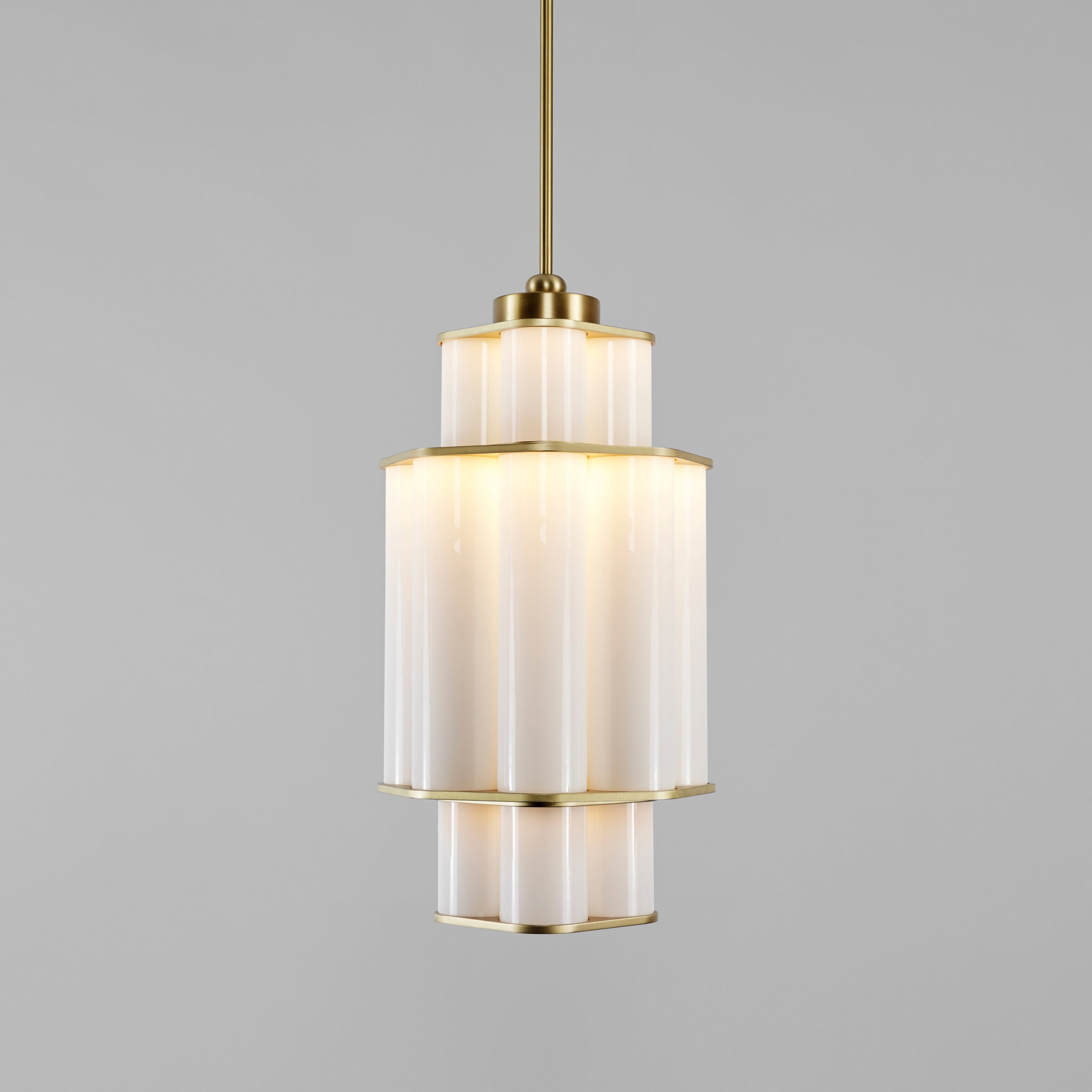 Display product Bauer Chandelier 01 White / Brushed Brass from manufacturer Roll & Hill