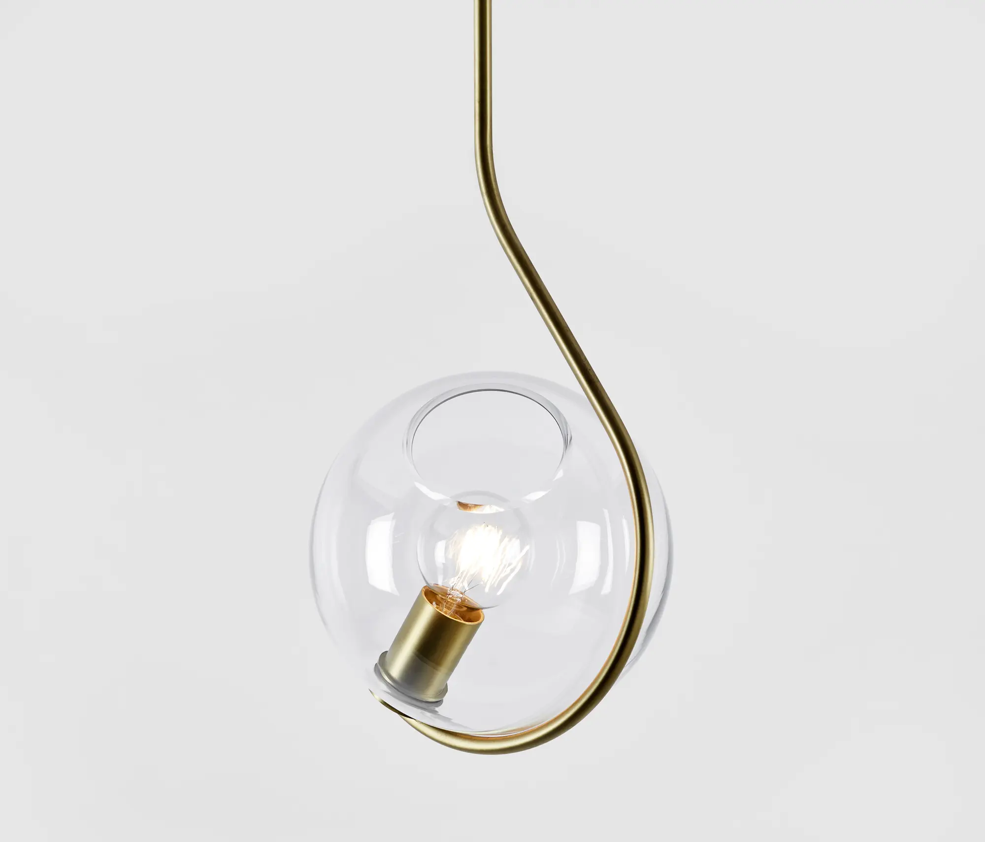 Roll & Hill - Fiddlehead Pendant (Brass/Clear)