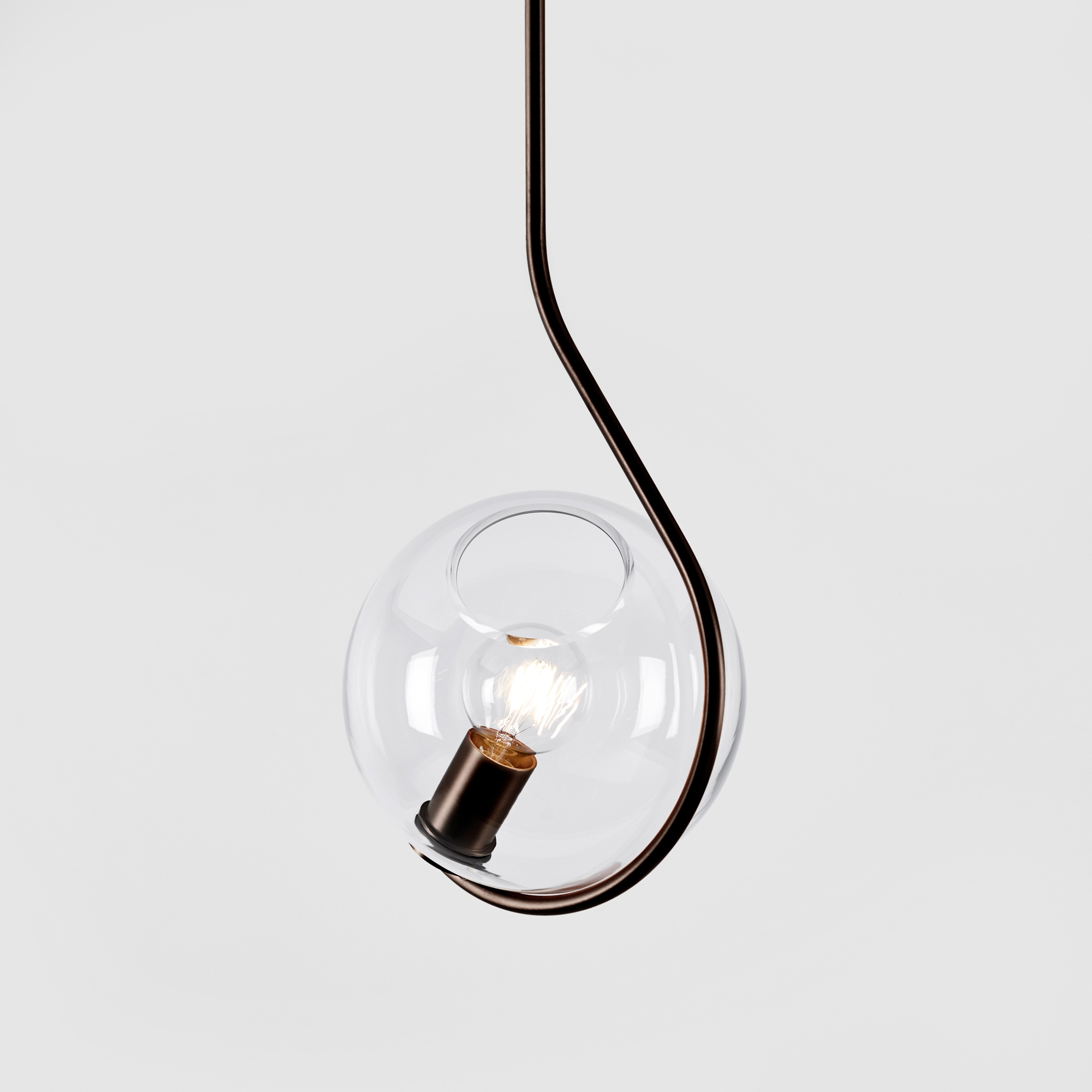 Display product Fiddlehead Pendant (Bronze/Clear) from manufacturer Roll & Hill