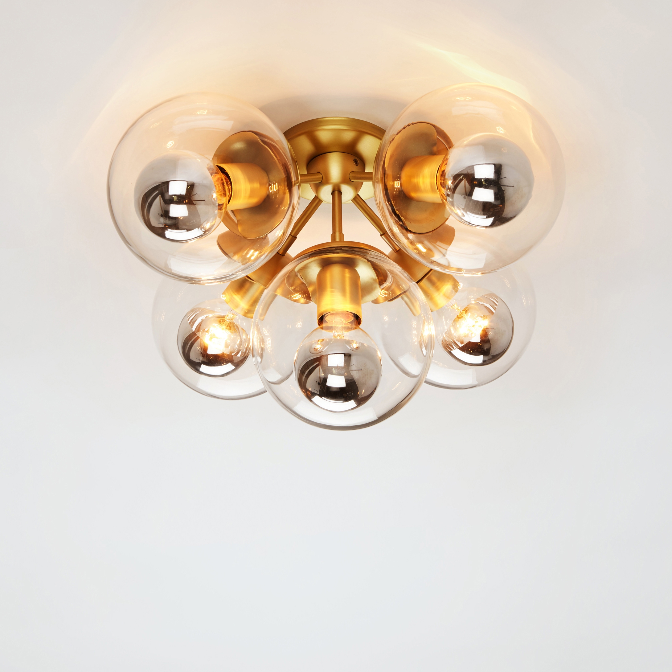 Modo Ceiling Mount - 5 Globes (Brass/Clear)