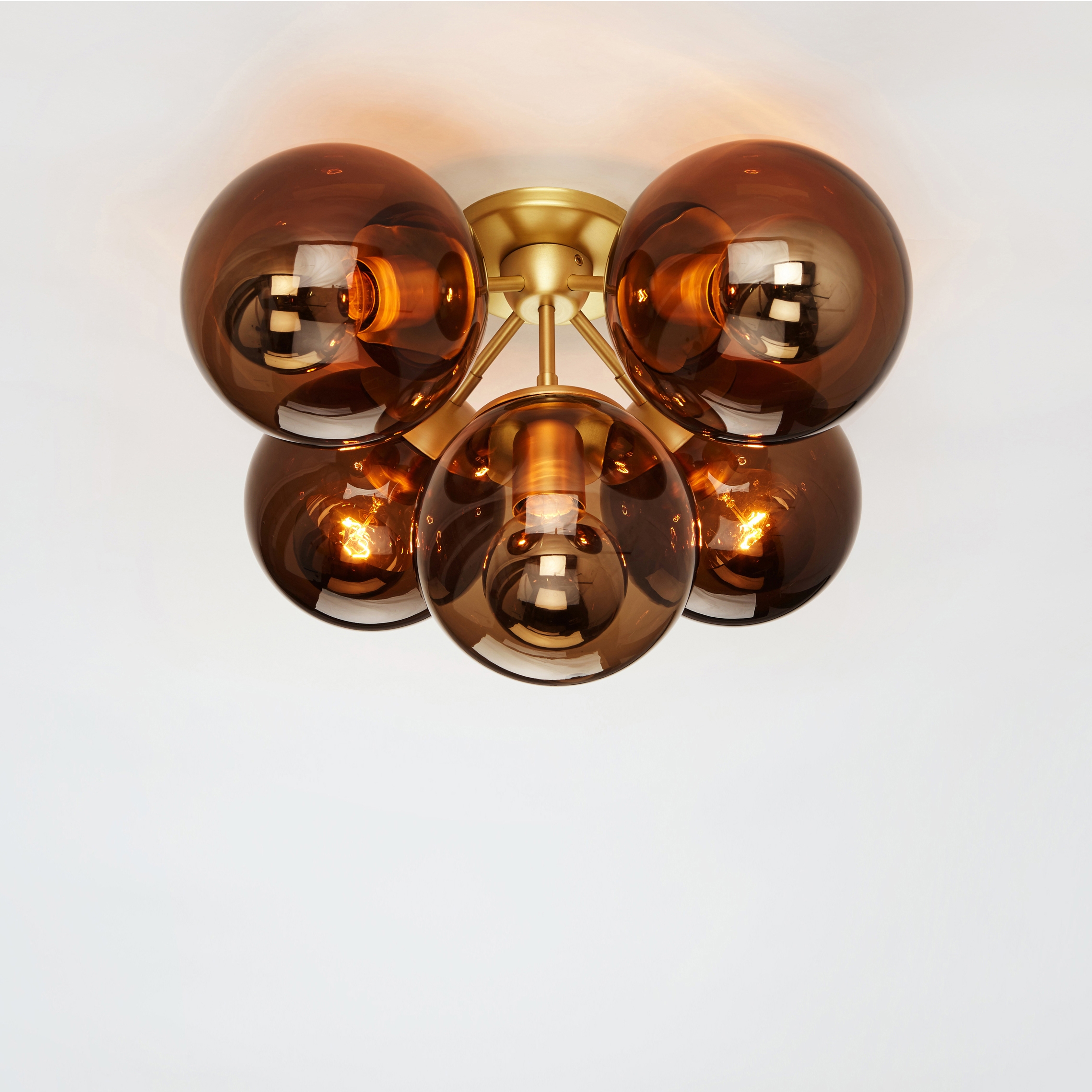 Modo Ceiling Mount - 5 Globes (Brass/Smoke)