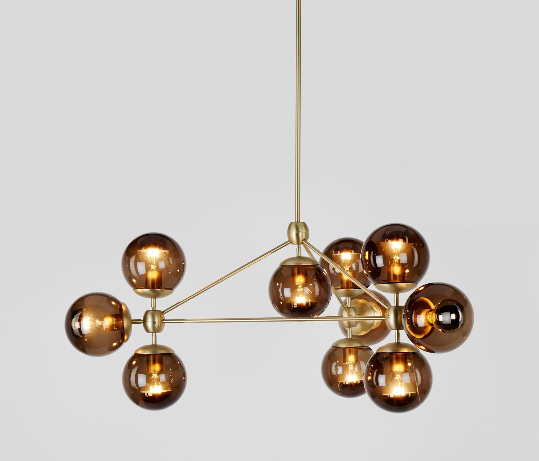 Roll & Hill - Modo Chandelier - 3 Sided, 10 Globes (Brass/Smoke)