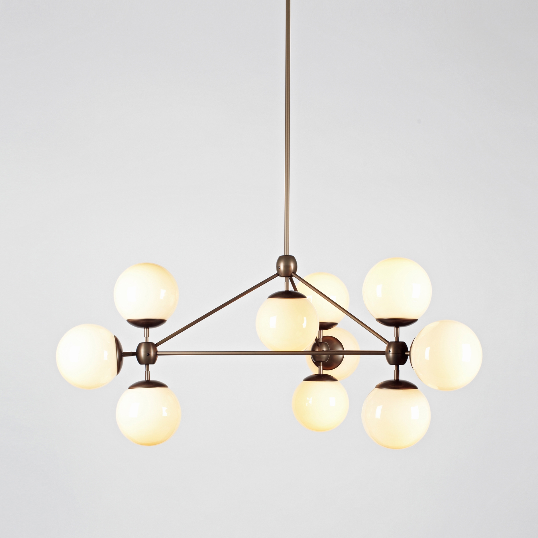 Modo Chandelier - 3 Sided, 10 Globes (Bronze/Cream)