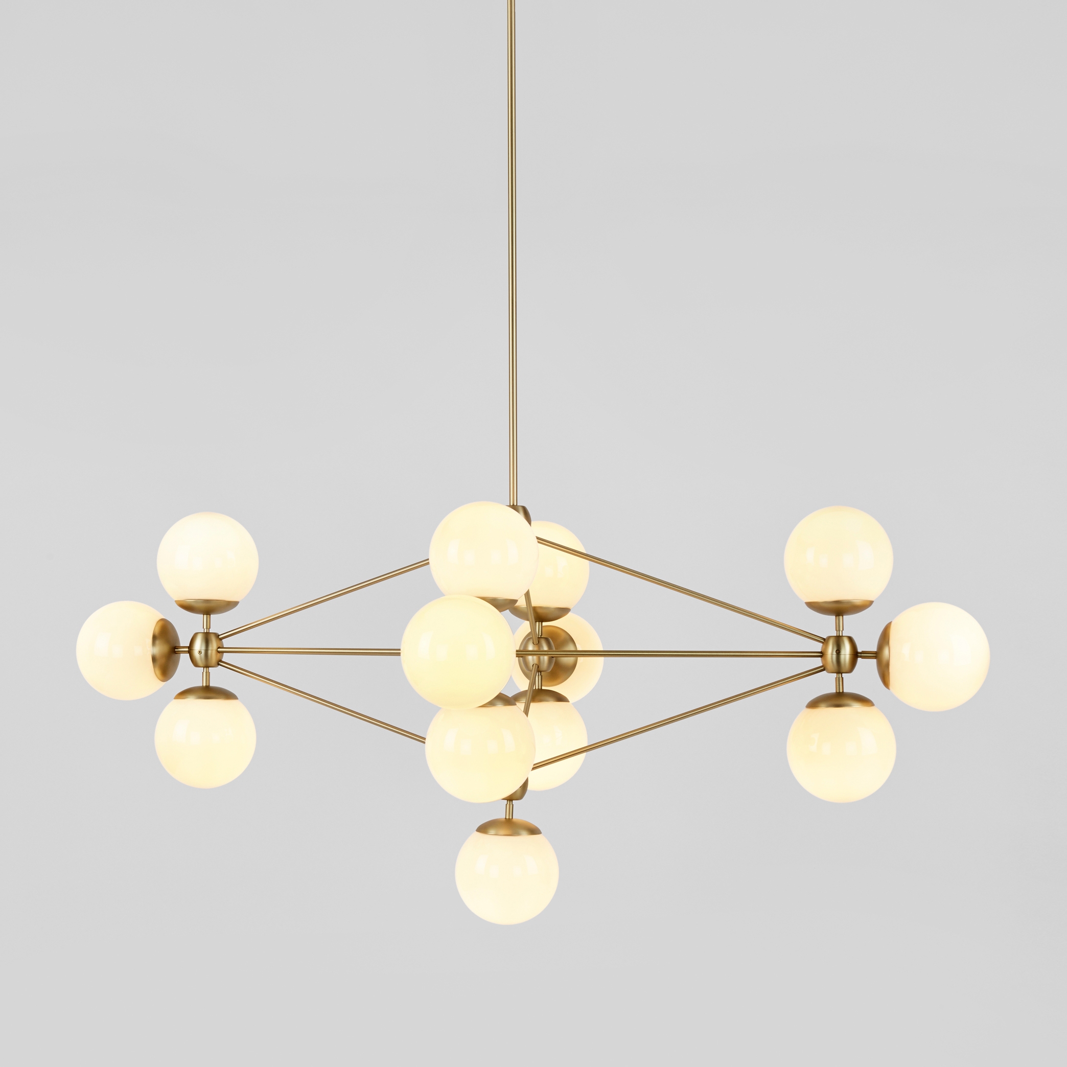Modo Chandelier - Diamond, 13 Globes (Brass/Cream)