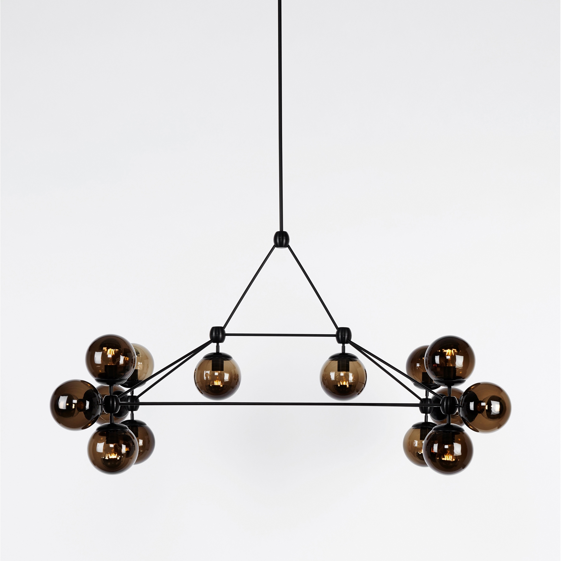 Modo Chandelier - Rectangle, 14 Globes (Black/Smoke)