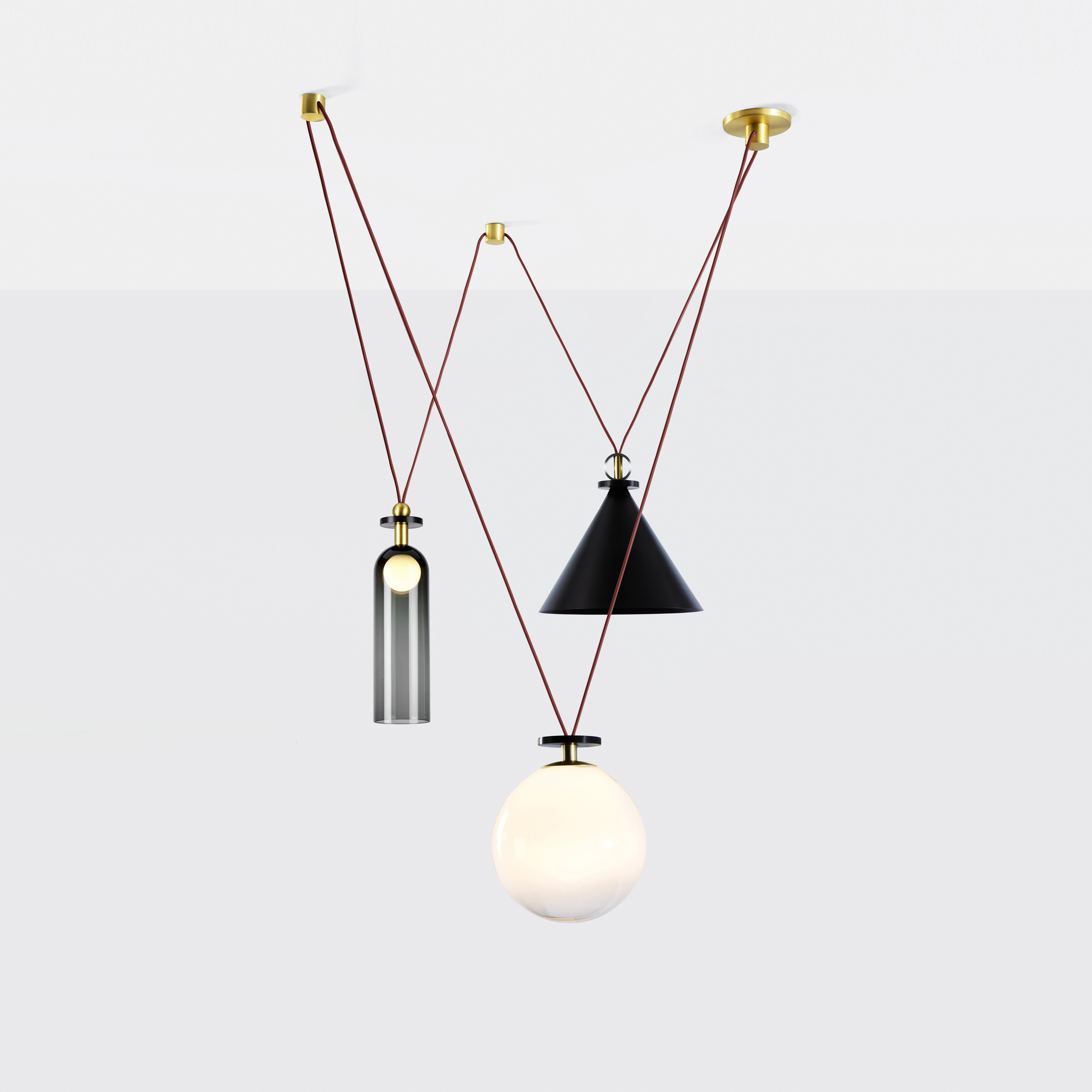 Shape Up 3-Piece Chandelier (Blackened steel)