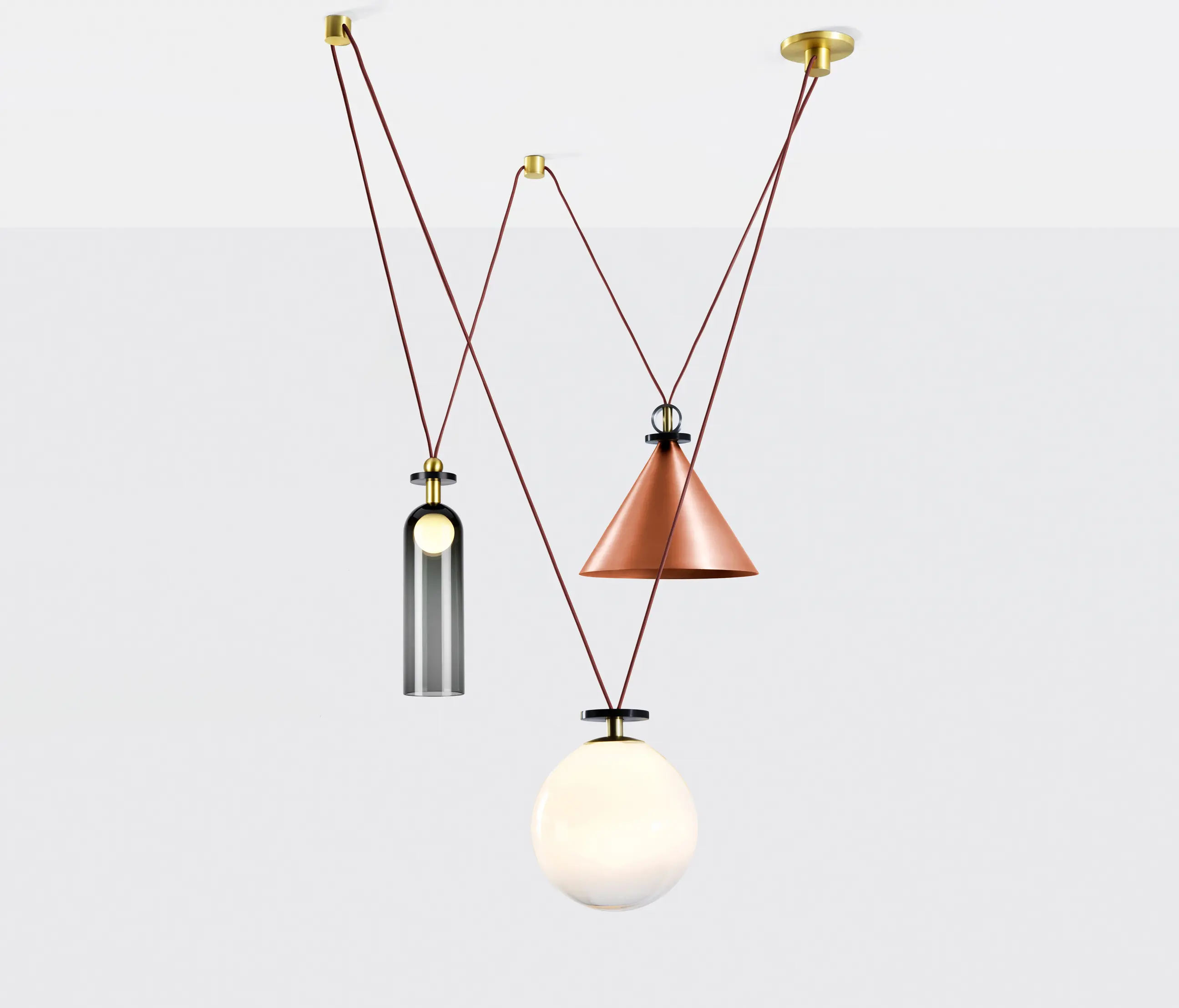 Roll & Hill - Shape Up 3-Piece Chandelier (Brushed copper)