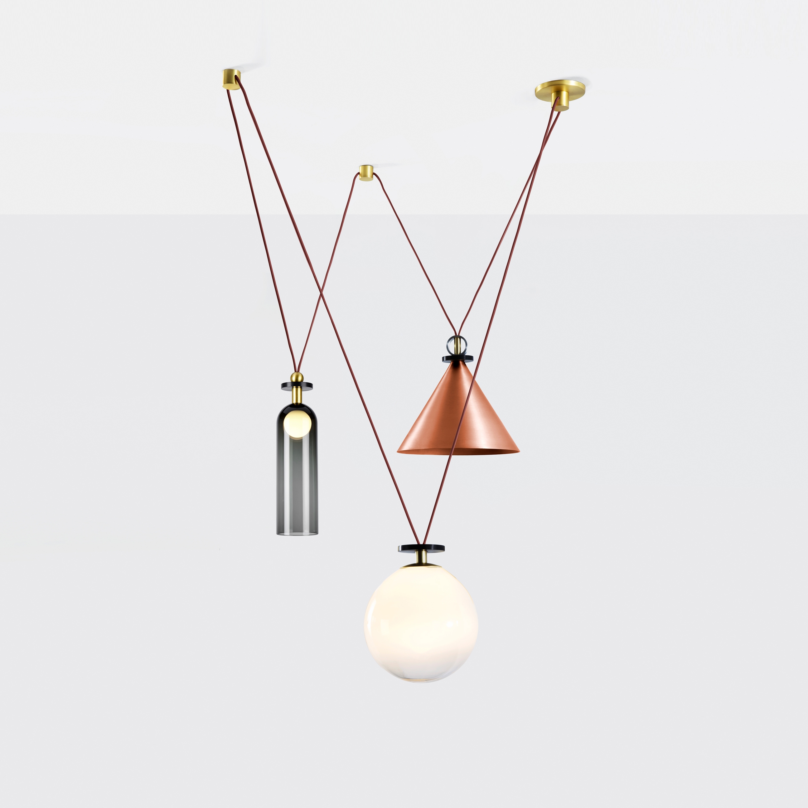 Shape Up 3-Piece Chandelier (Brushed copper)