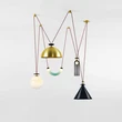 Shape Up 5-Piece Chandelier (Blackened steel cone/Brushed brass hemisphere)