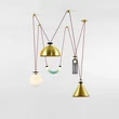 Shape Up 5-Piece Chandelier (Brushed brass cone/Brushed brass hemisphere)