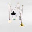 Shape Up 5-Piece Chandelier (Brushed brass cone/Blackened steel hemisphere)