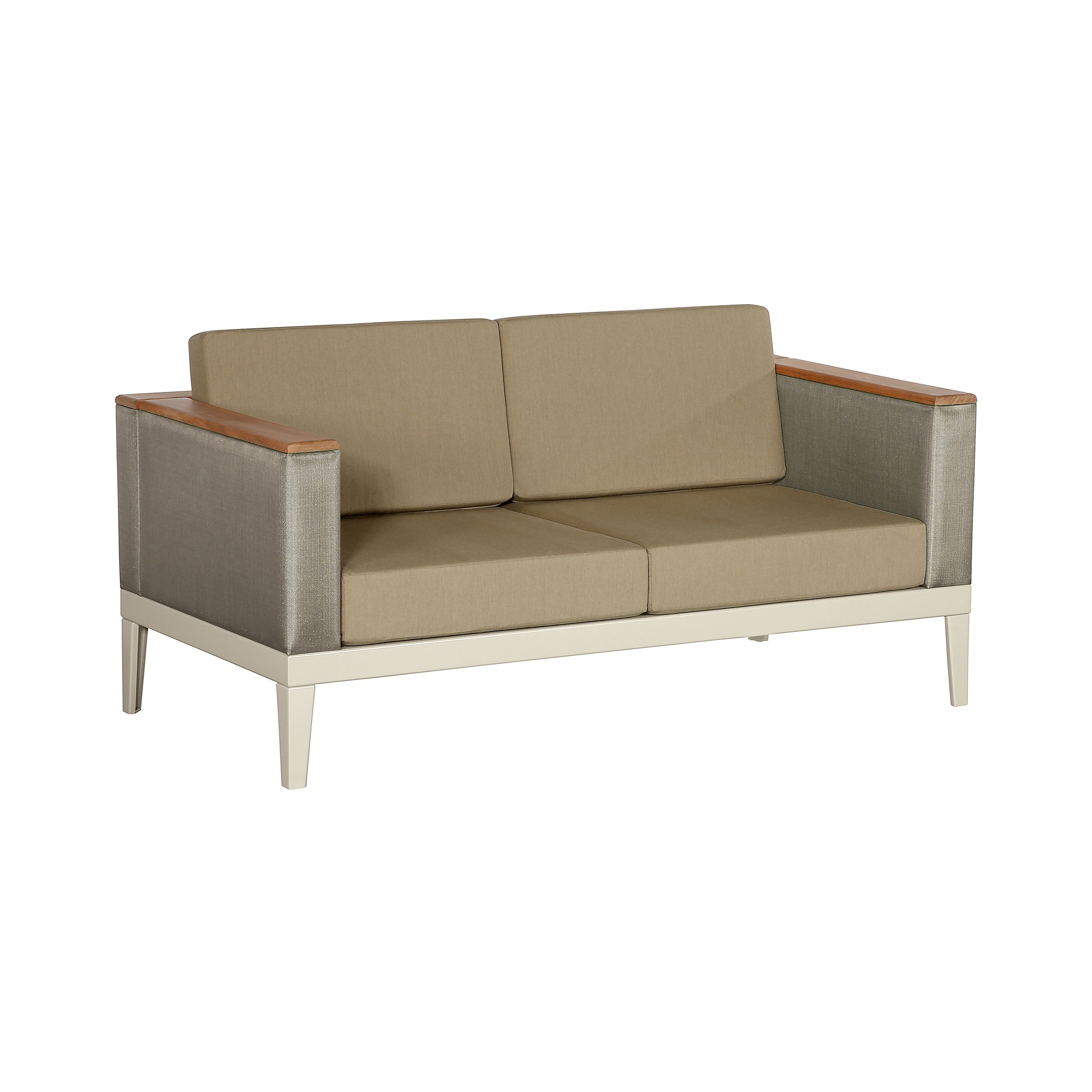 Aura Zweisitzer-Sofa mit V-Kissen Champagne Gestell - Titanium Sling