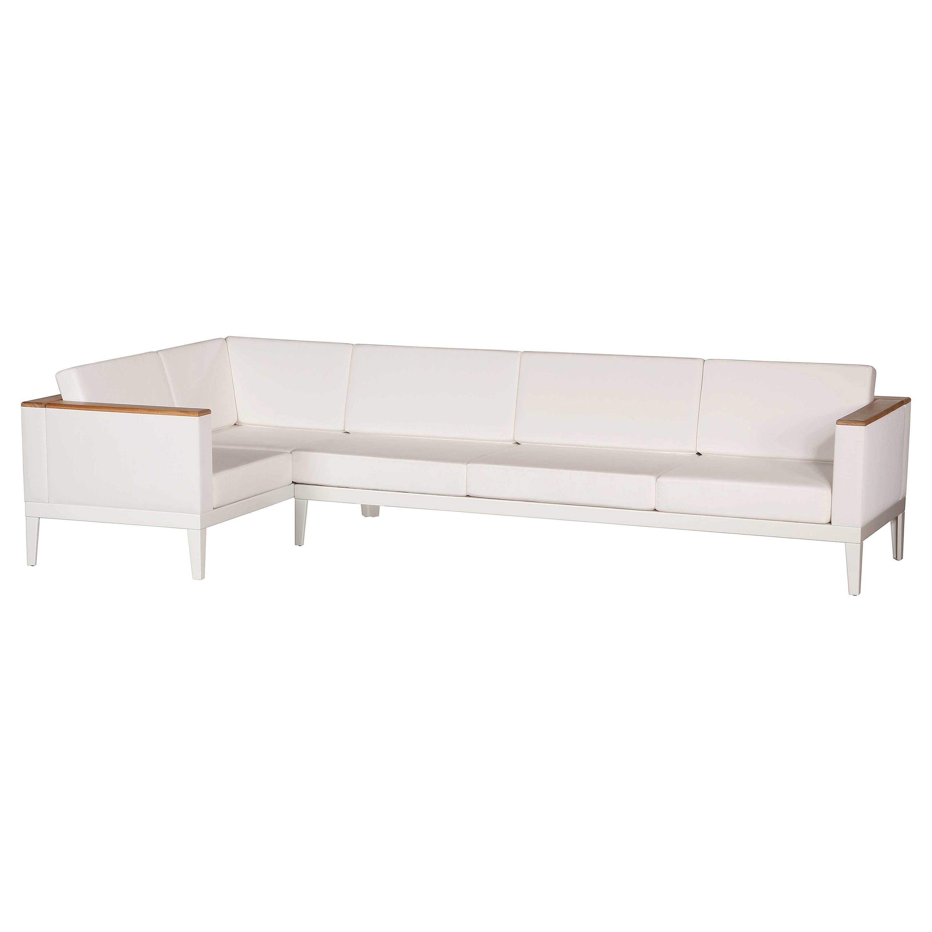 Aura Lounge Ecke 2+3 mit V-Kissen Arctic White Gestell - Pearl Sling
