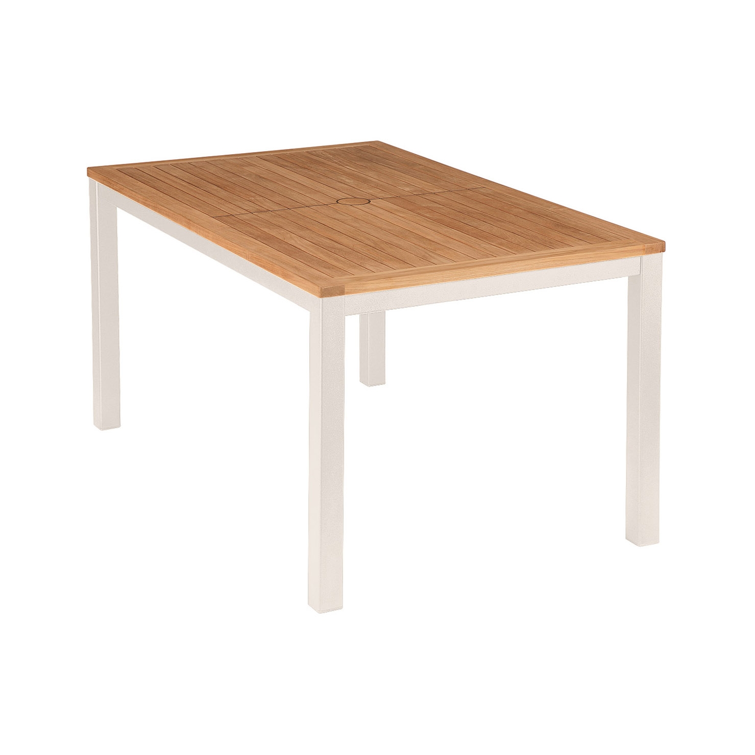 Aura Table 150 (Teak Top and Arctic White Frame)