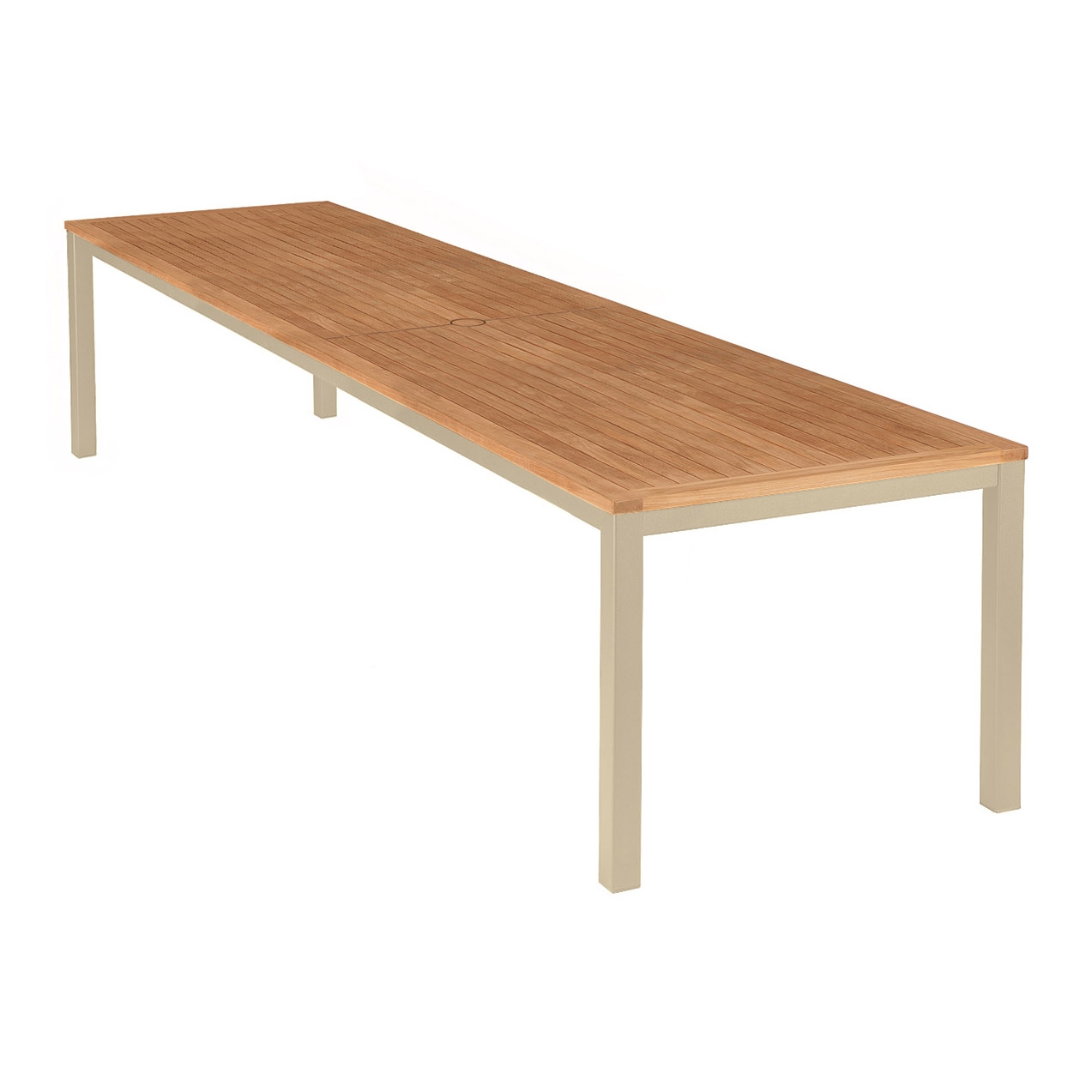 Aura Table 300 Rectangular (Teak Top and Champagne Frame)