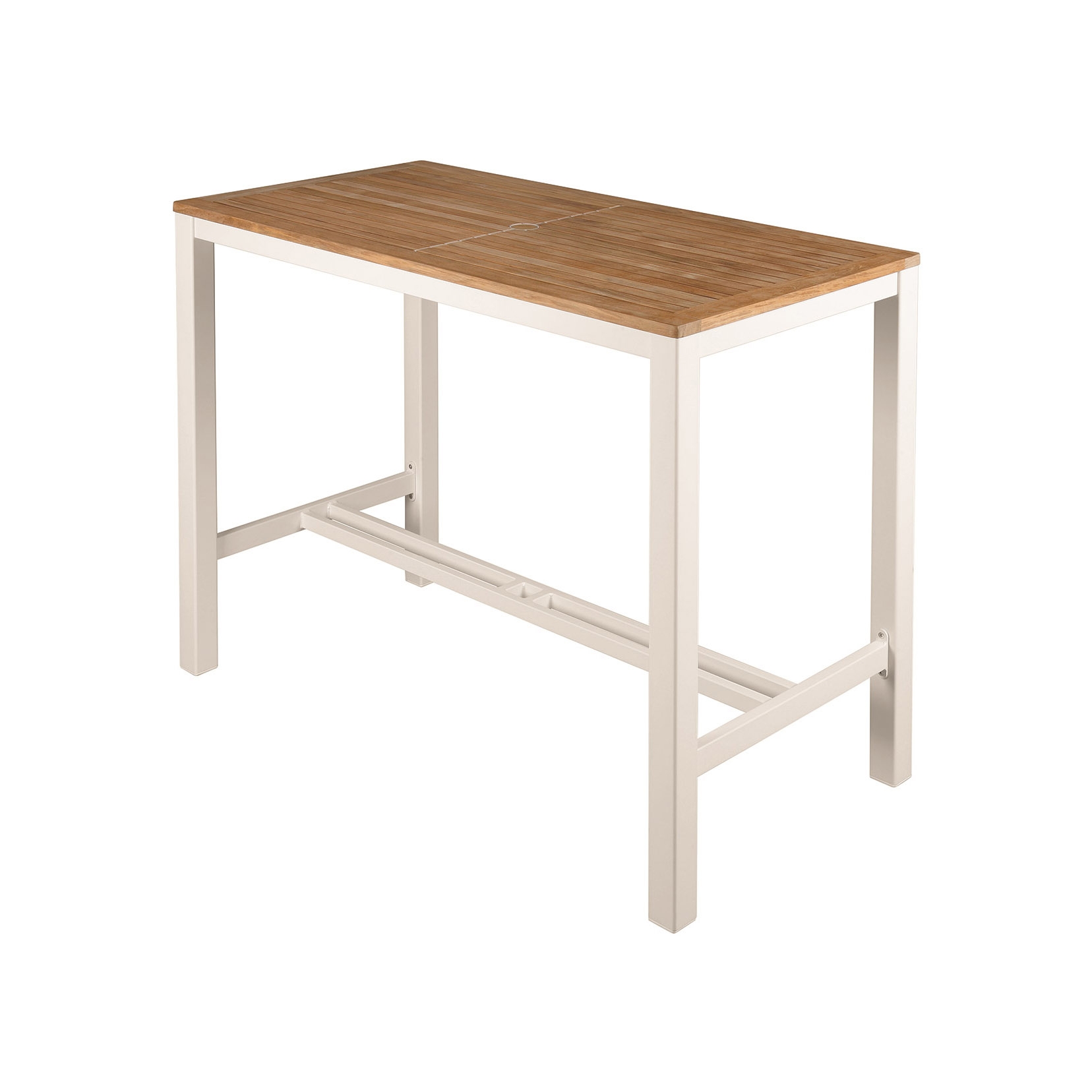 Aura High Dining Table 140 (Teak Top and Arctic White Frame)