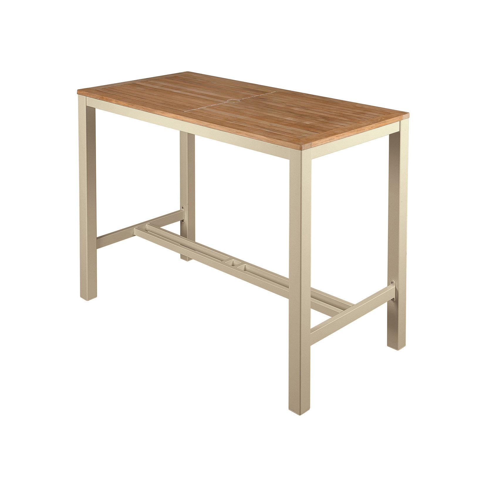 Aura High Dining Table 140 (Teak Top and Champagne Frame)