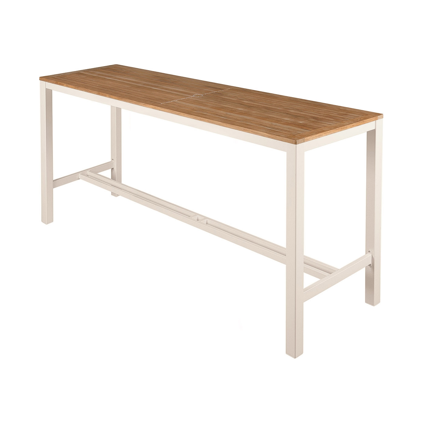 Aura High Dining Table 200 Rectangular (Teak Top and Arctic White Frame)