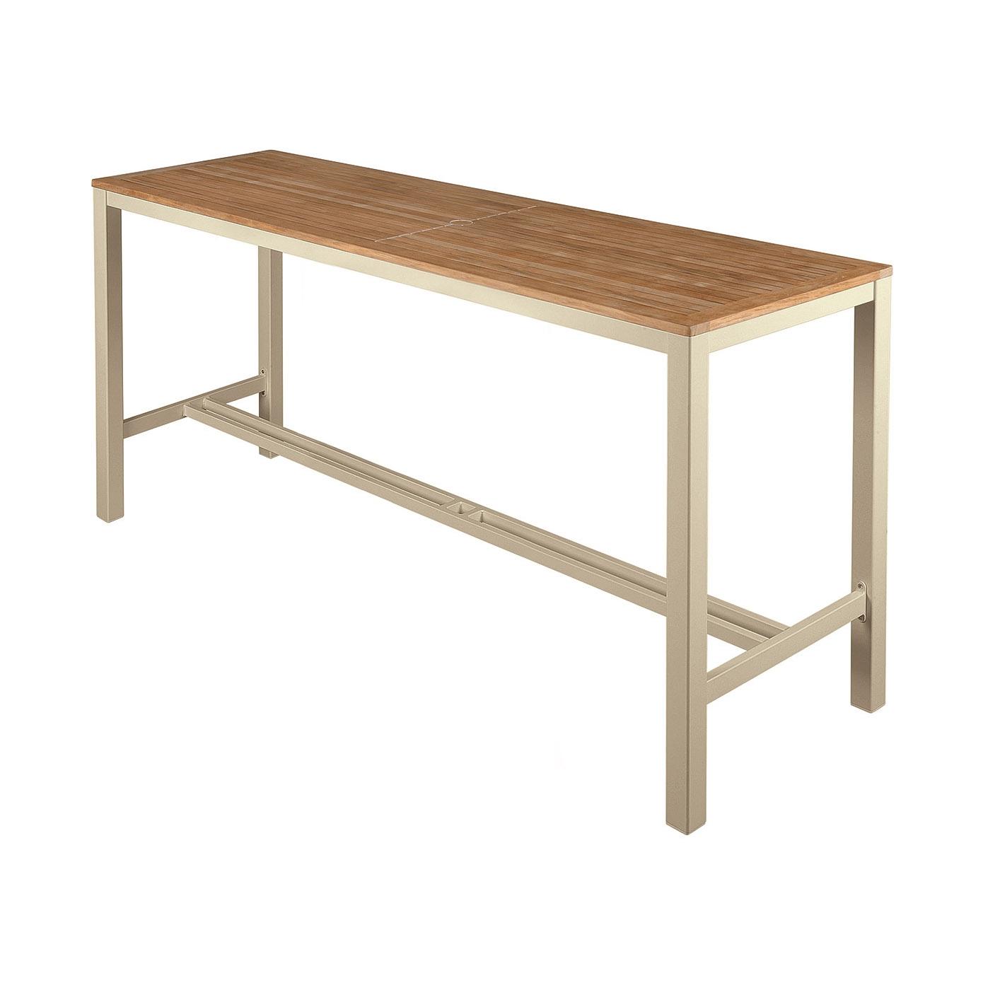 Aura High Dining Table 200 Rectangular (Teak Top and Champagne Frame)