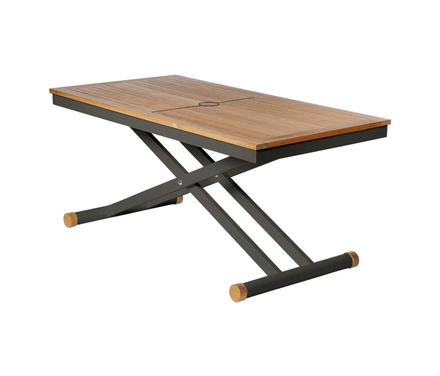 Barlow Tyrie - Aura Adjustable Height Table 140 Rectangular (Teak Top and Graphite Frame)