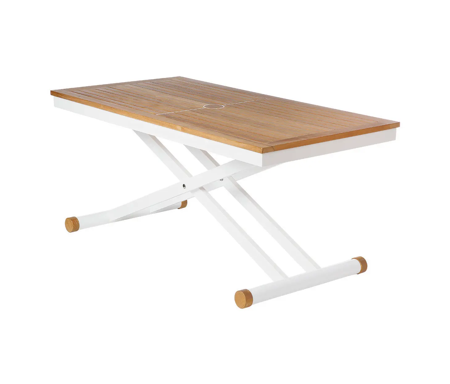 Barlow Tyrie - Aura Adjustable Height Table 140 Rectangular (Teak Top and Arctic White Frame)