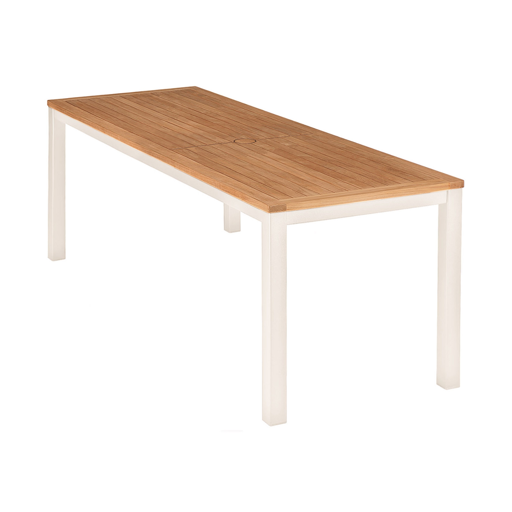 Aura Narrow Table 200 Rectangular (Teak Top and Arctic White Frame)