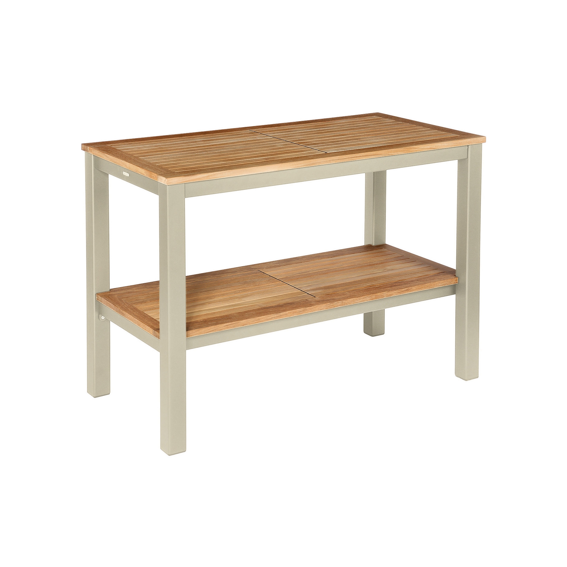 Aura Serving Table Rectangular (Teak Top and Champagne Frame)