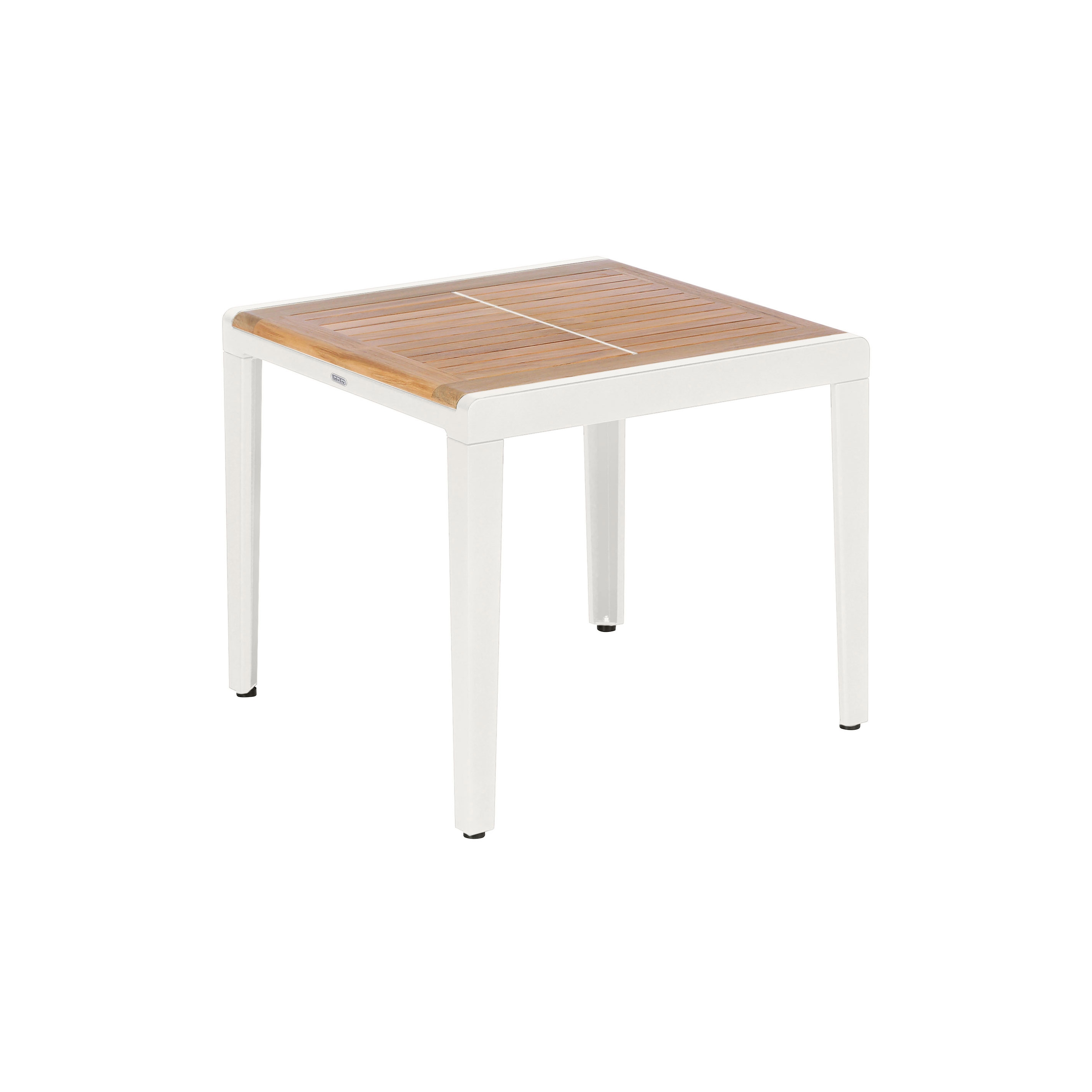 Aura Loungetisch 66 x 66cm Arctic White/Teakplatte