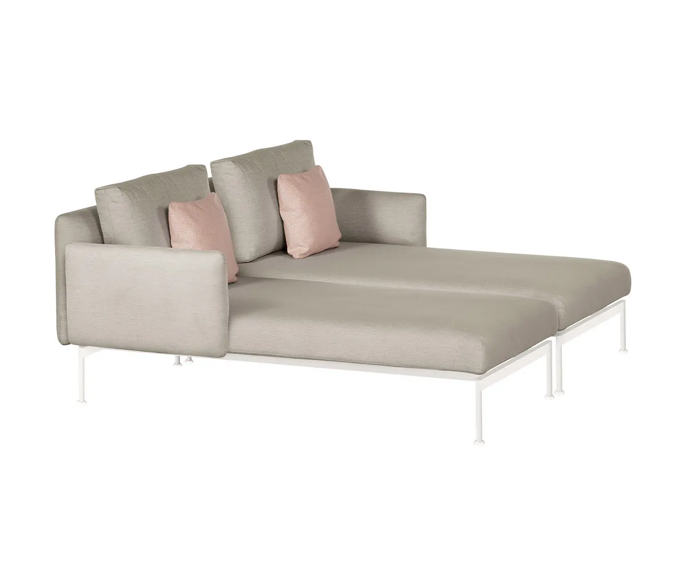Barlow Tyrie - Layout Double Chaise - Double seats and single backs + single low arms (Arctic White Frame)