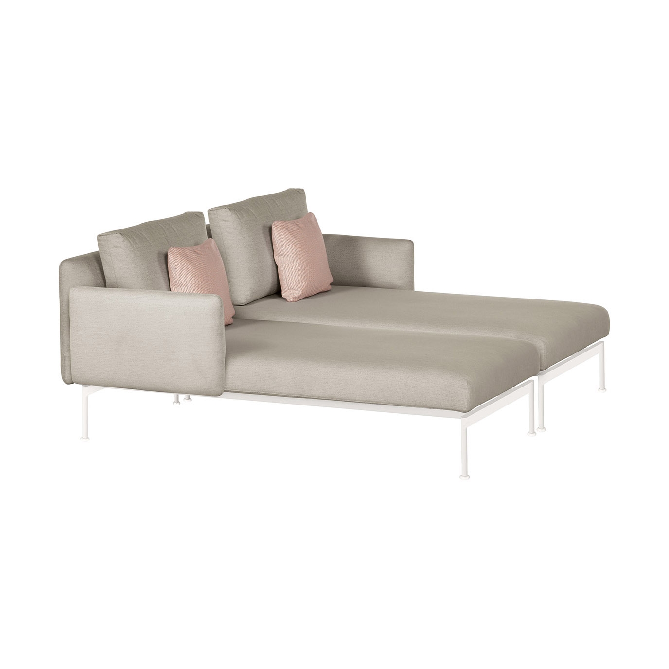 Layout Double Chaise - Double seats and single backs + single low arms (Arctic White Frame)