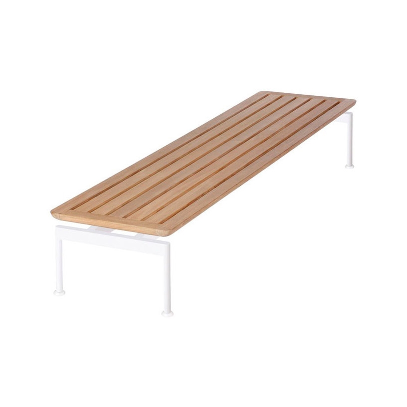 Layout Narrow Low Table 160 Rectangular with Teak top (powder coated) (Arctic White Frame)