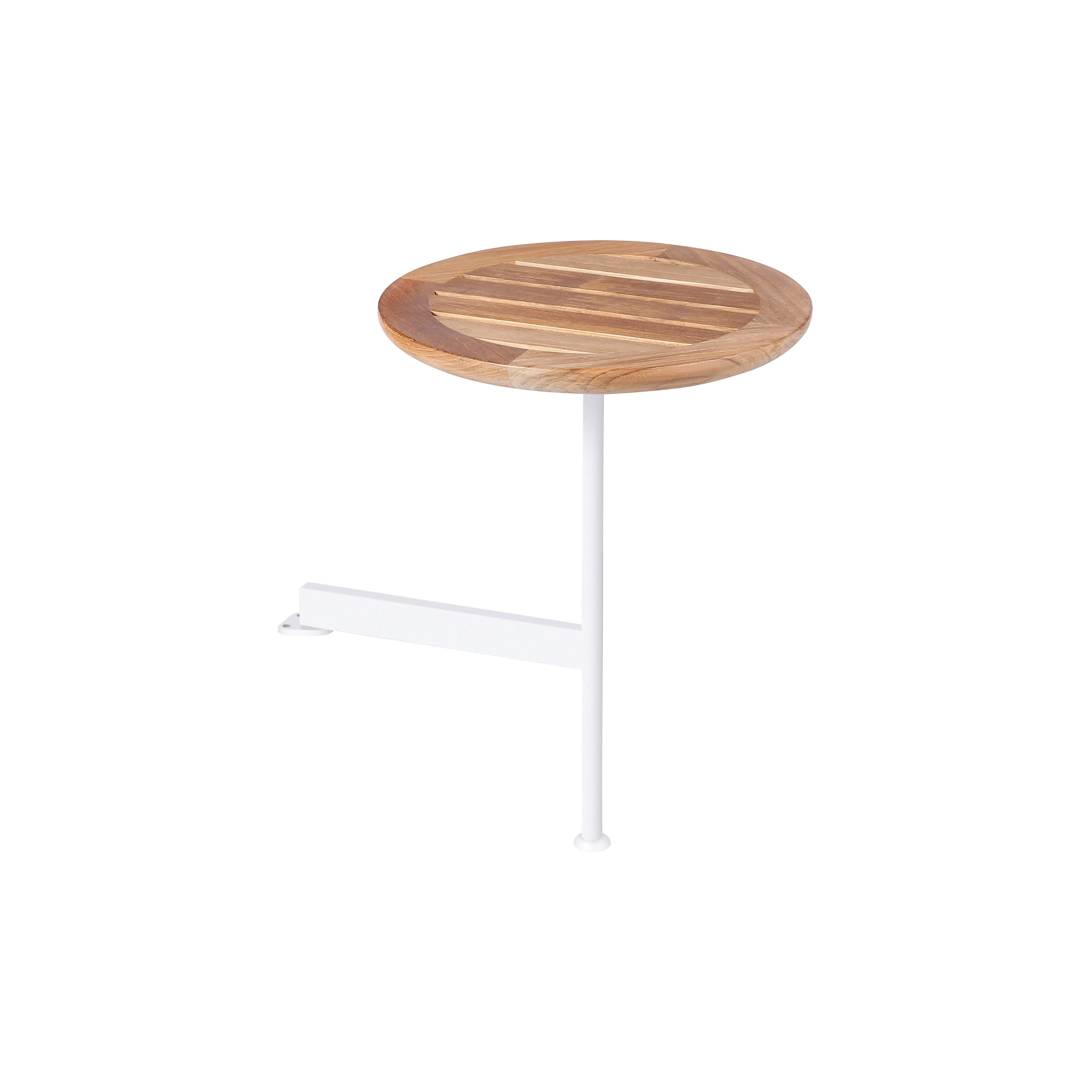 Layout Side Table 40 Ø Circular with Teak top (powder coated) (Arctic White Frame)