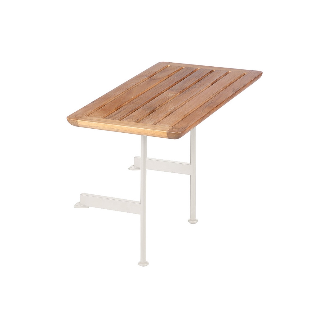 Layout Side Table 80 Rectangular with Teak top (powder coated) (Arctic White Frame)