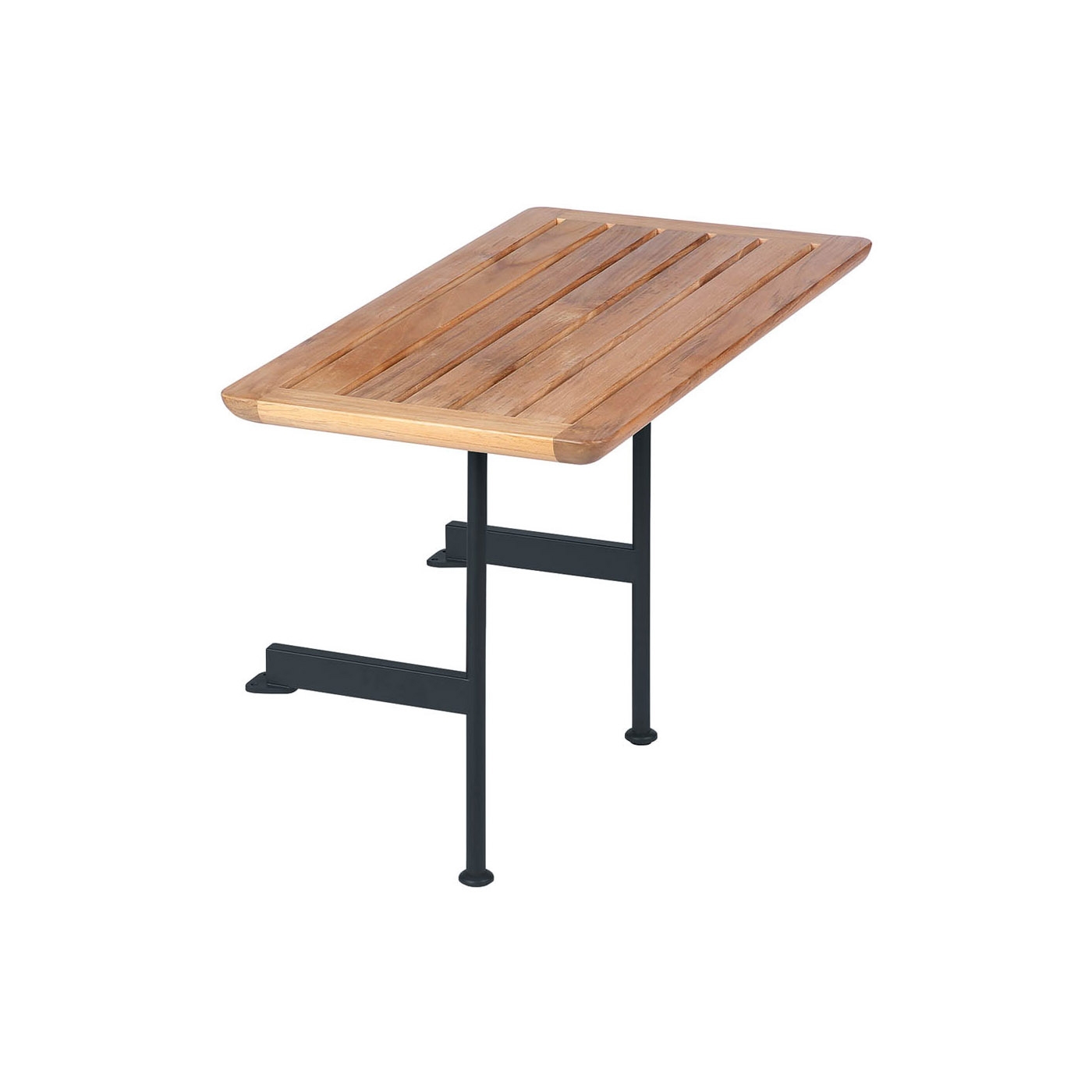 Display product Layout Side Table 80 Rectangular with Teak top (powder coated) (Forge Grey Frame) from manufacturer Barlow Tyrie