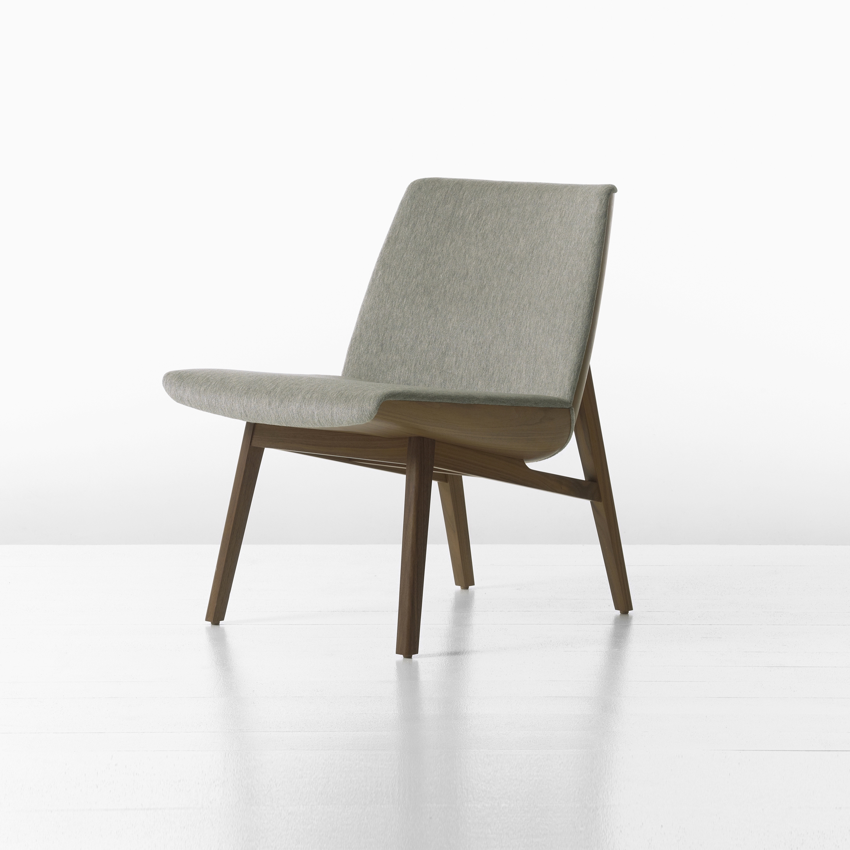 Clamshell Lounge Lowback Wood Armless Chair