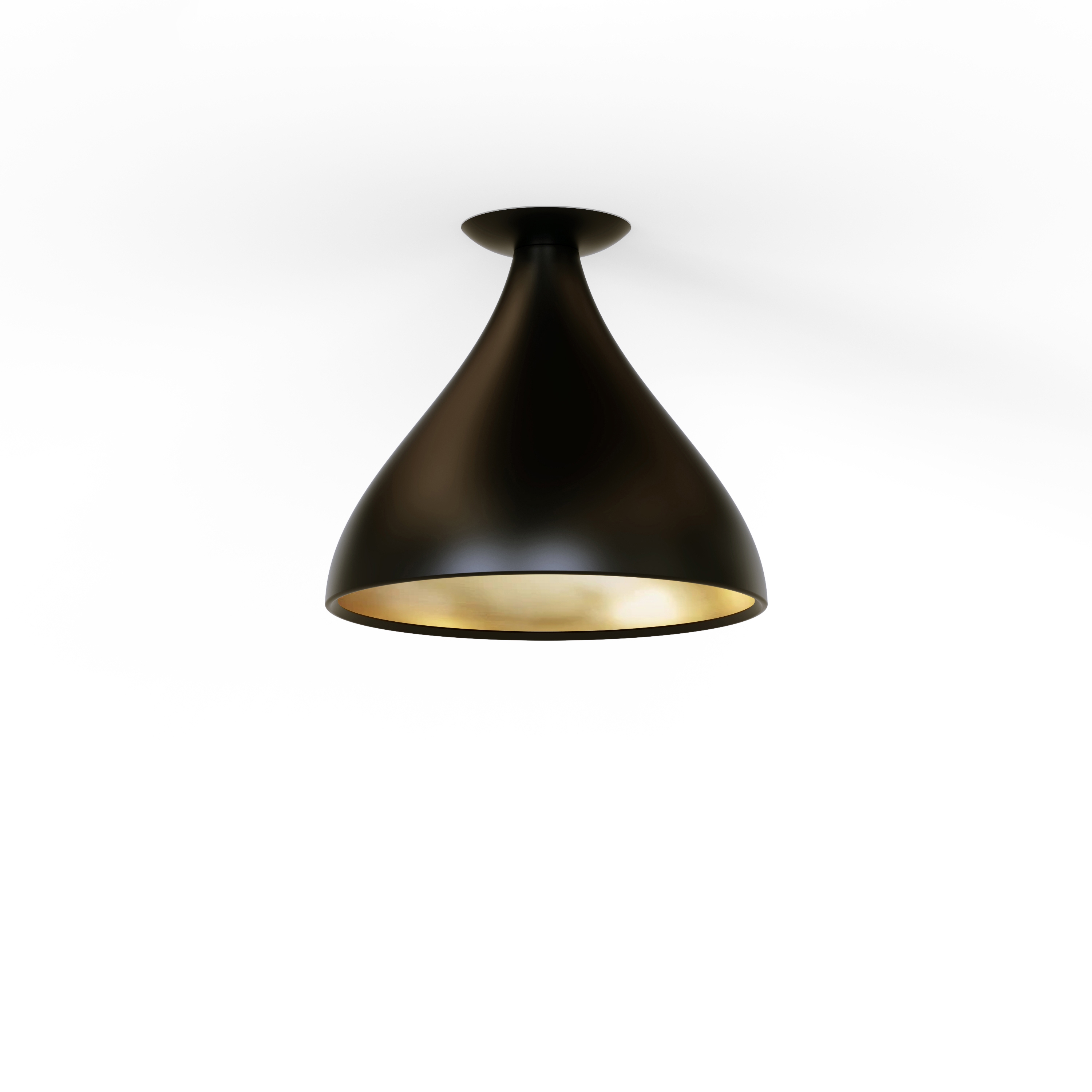 Mostra il prodotto Swell Single Medium Flush Lamp (Black Exterior, Brass Interior) del produttore Pablo