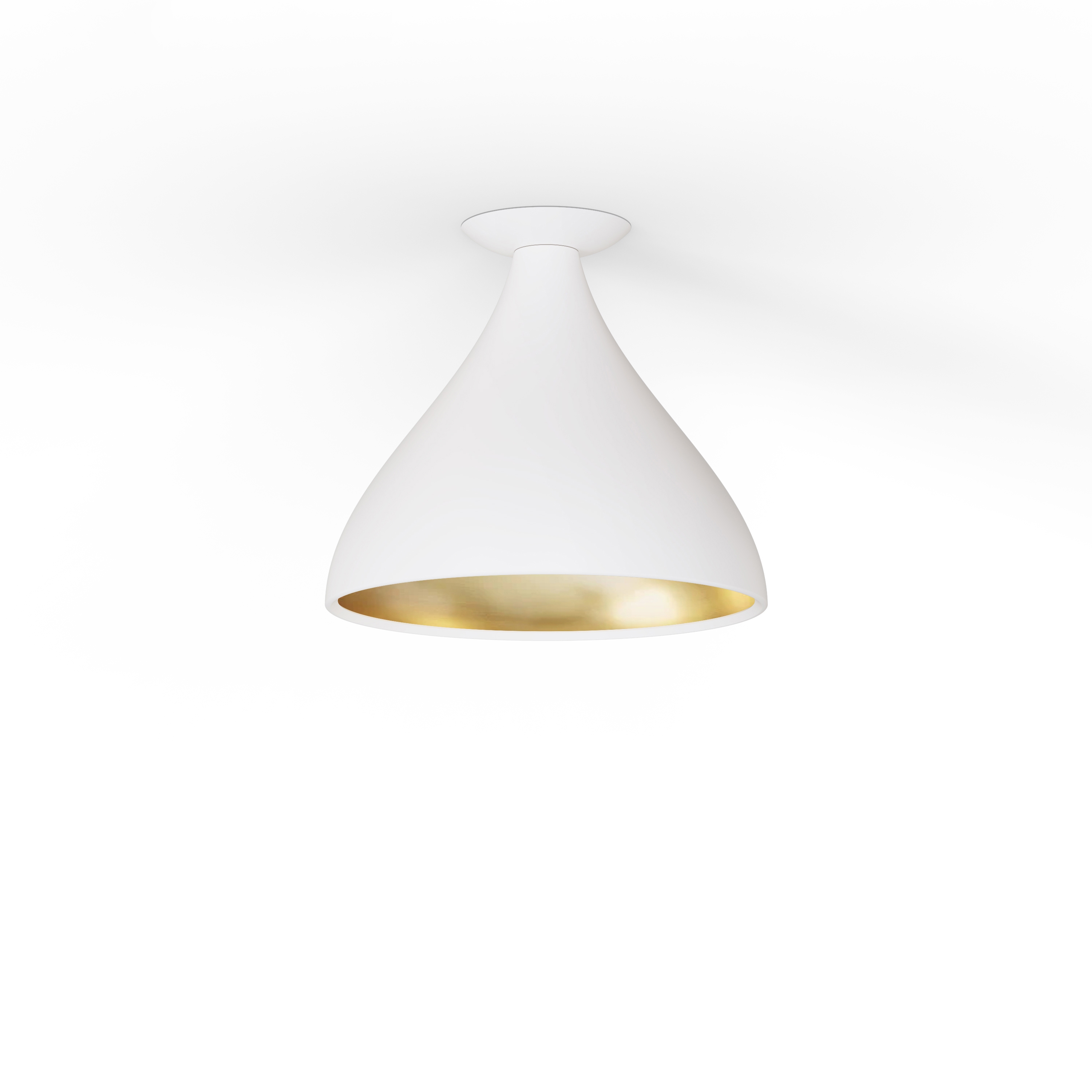 Swell Single Medium Flush Lamp (White Exterior, Brass Interior)