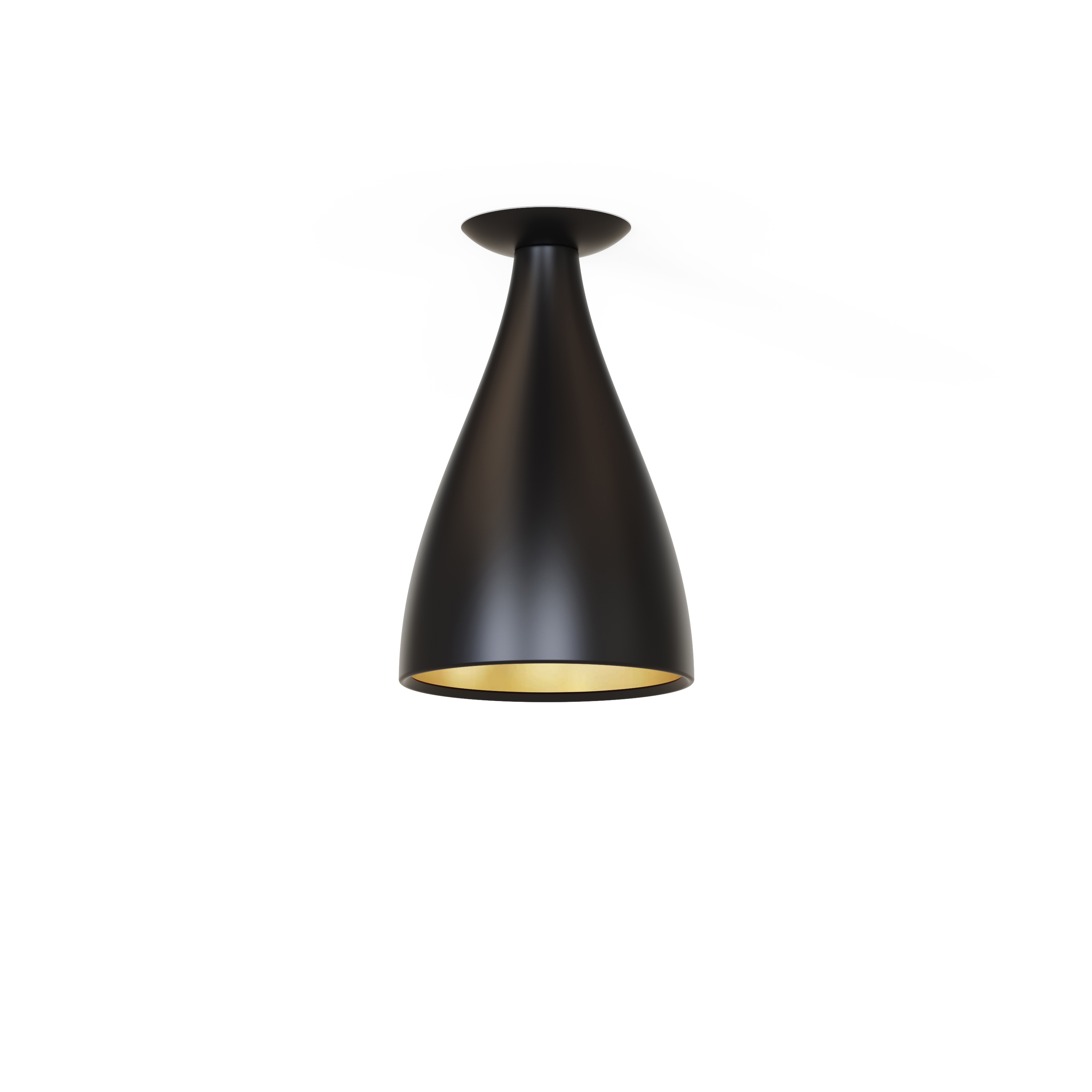 Swell Single Narrow Flush Lamp (Black Exterior, Brass Interior)