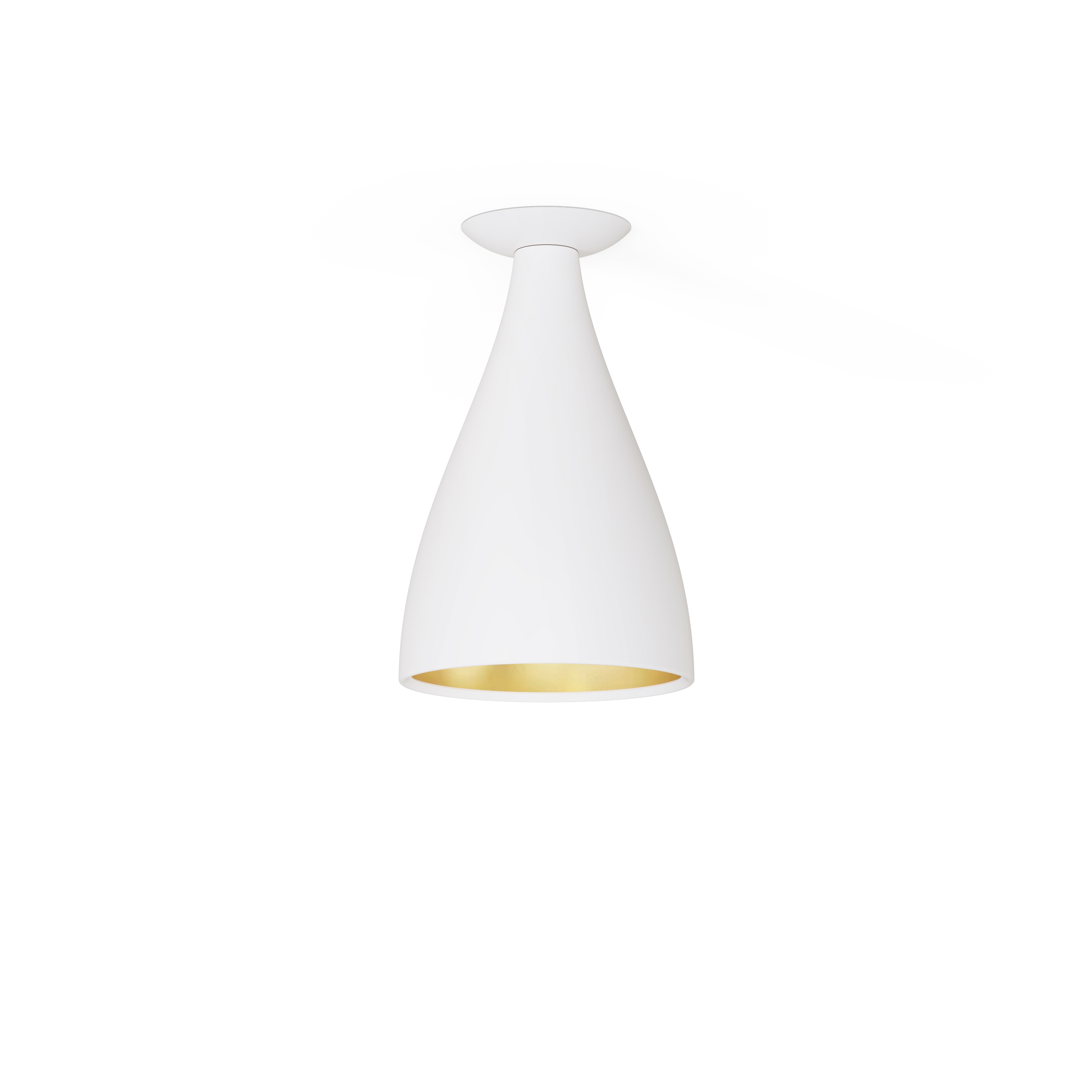 Swell Single Narrow Flush Lamp (White Exterior, Brass Interior)