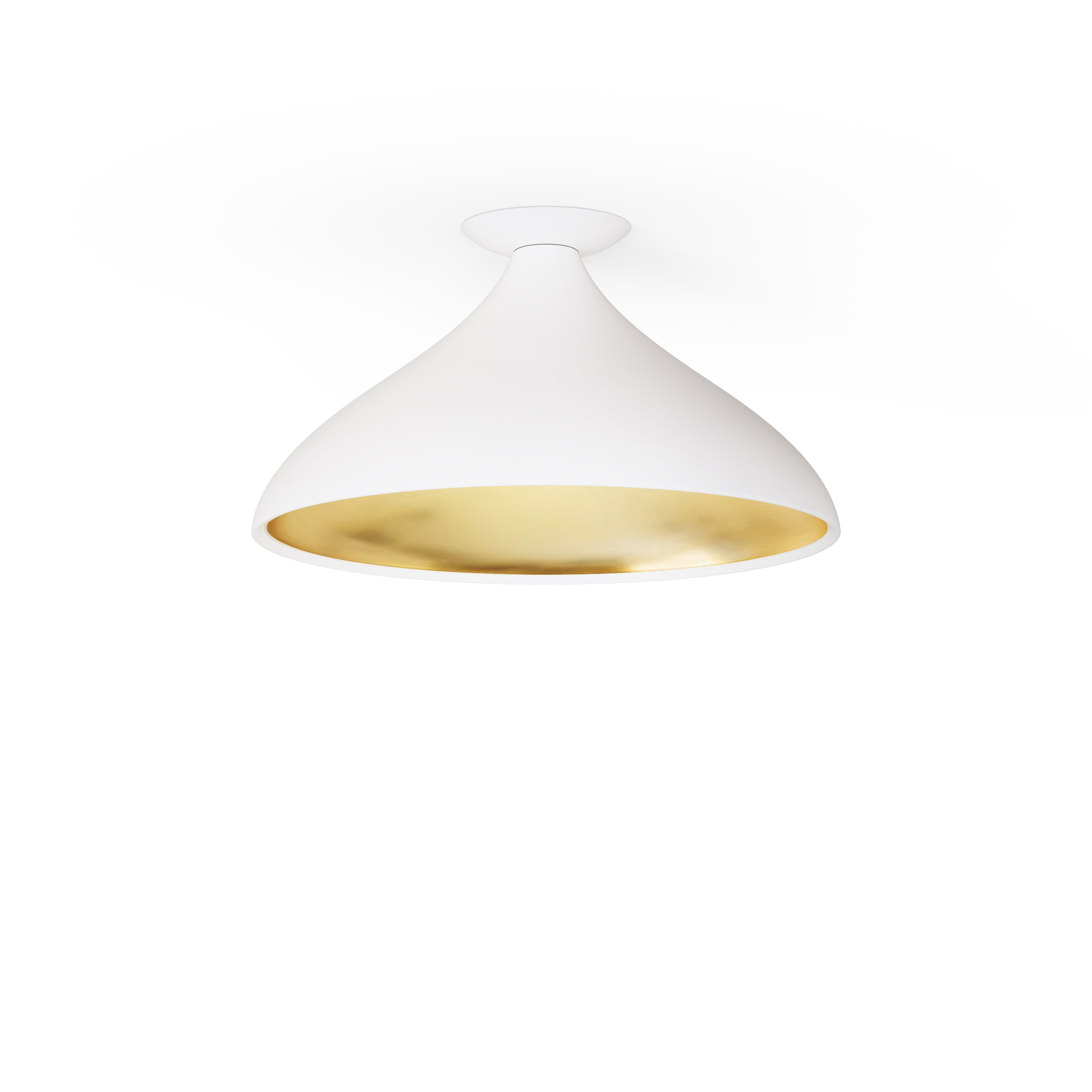 Mostra il prodotto Swell Single Wide Flush Lamp (White Exterior, Brass Interior) del produttore Pablo