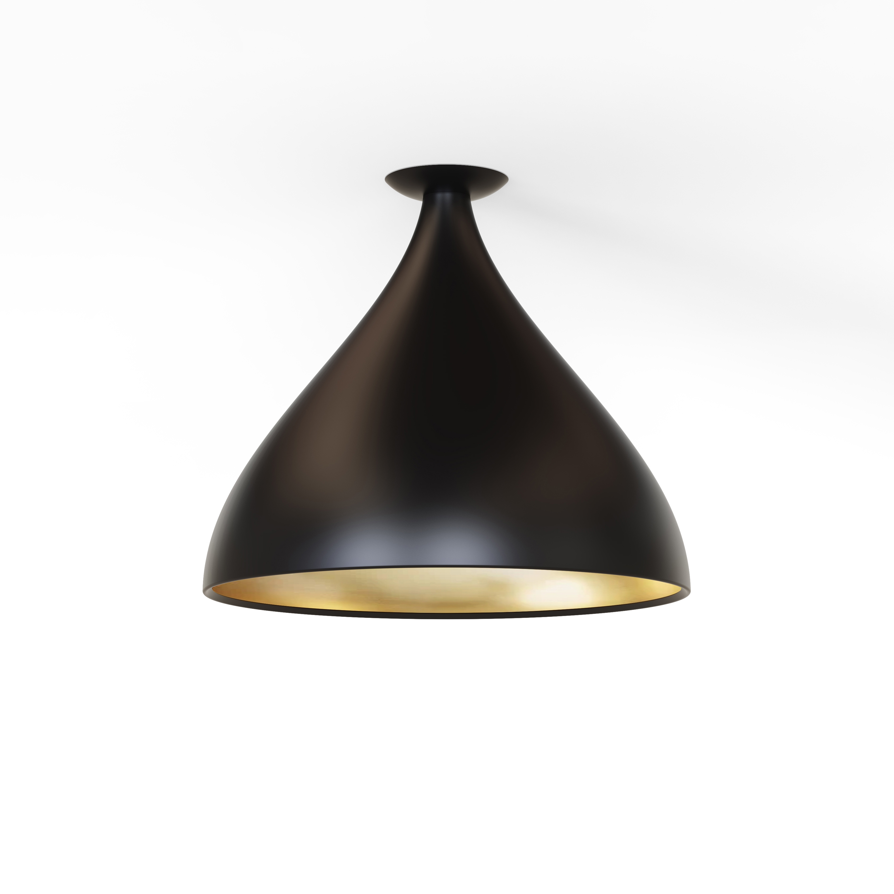 Swell Single XL Medium Flush Lamp (Black Exterior, Brass Interior)