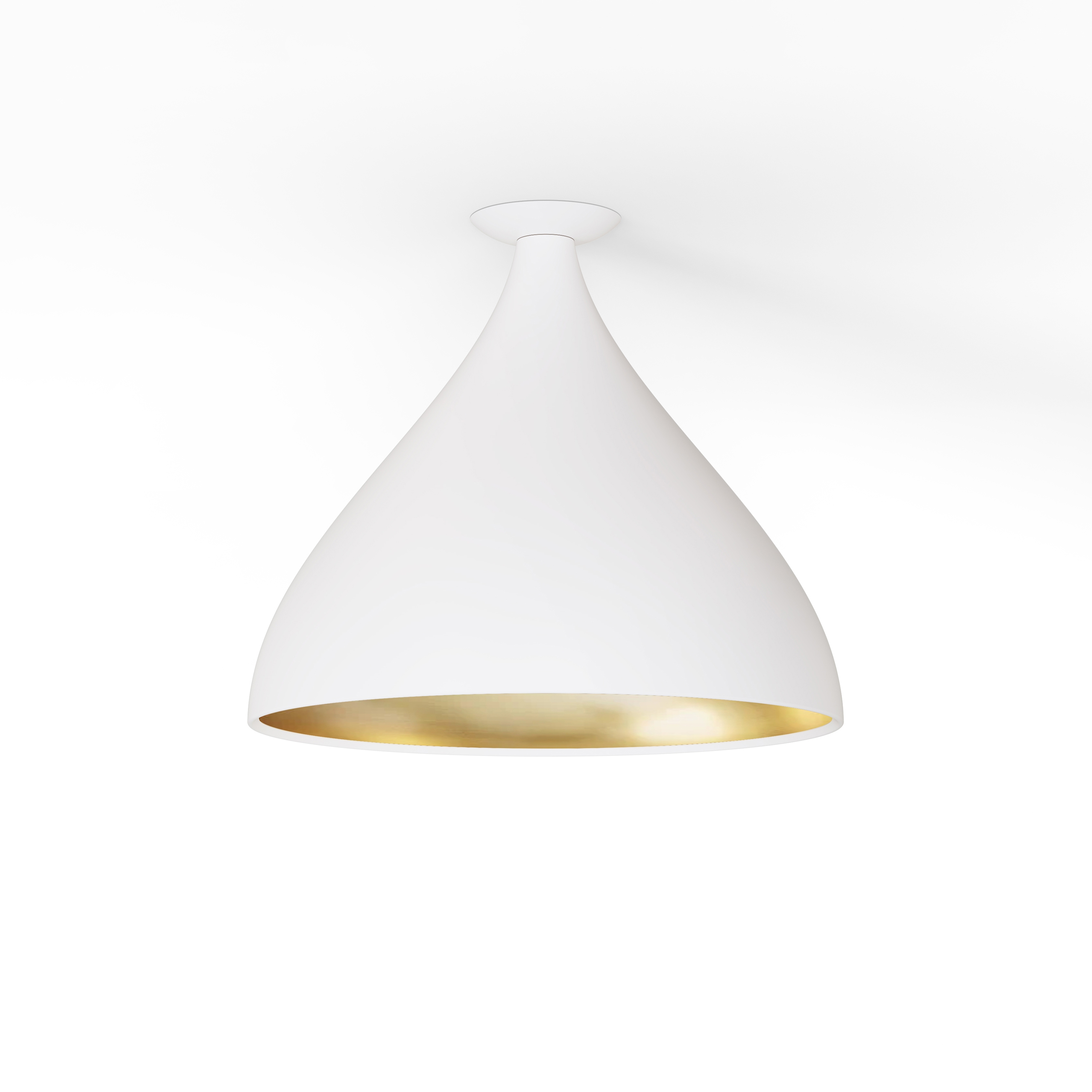 Swell Single XL Medium Flush Lamp (White Exterior, Brass Interior)